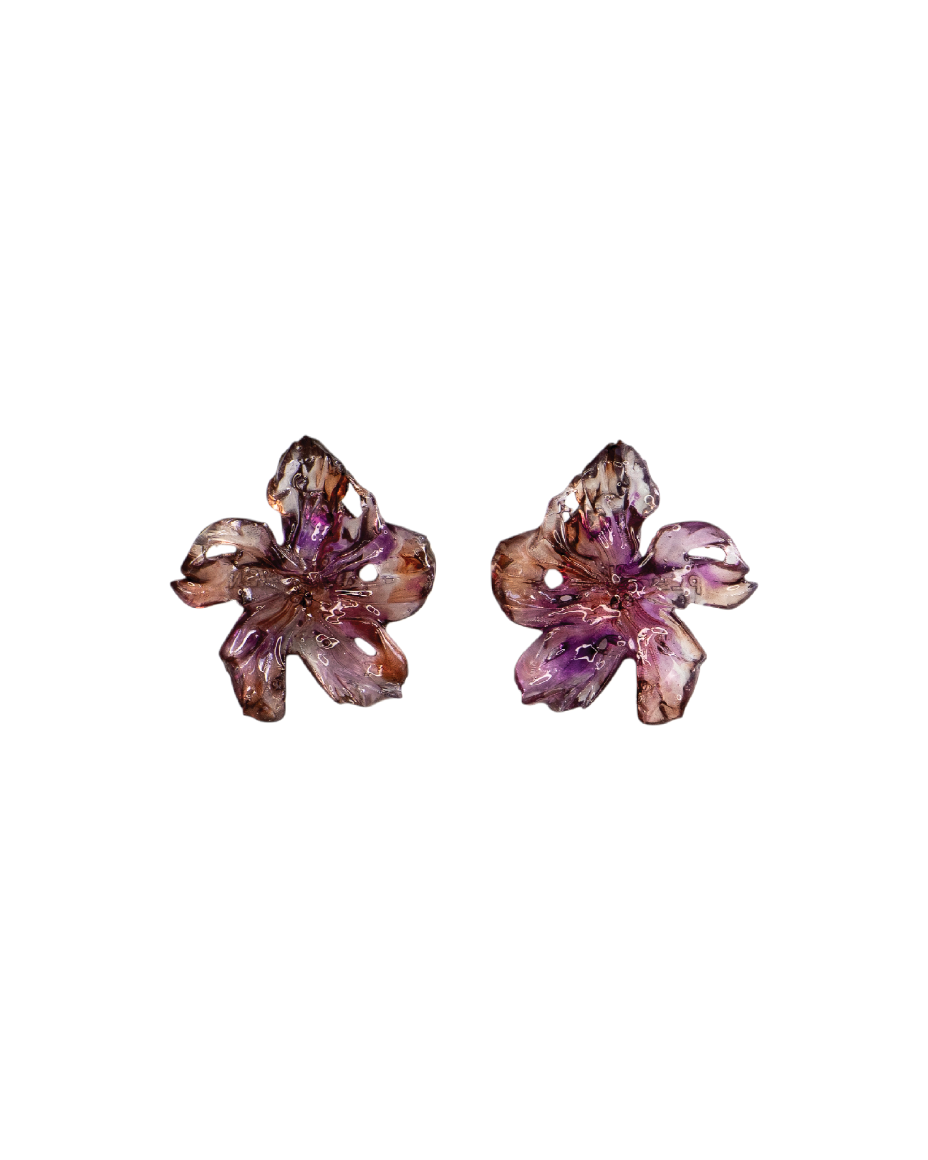 Pleiosien - Flower Earrings (Medium) - Plum Brown