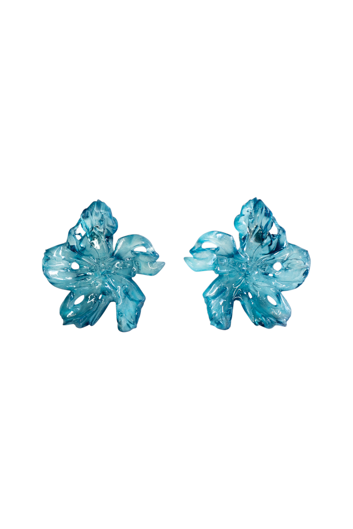 Pleiosien - Flower Earrings (Large) - Aqua