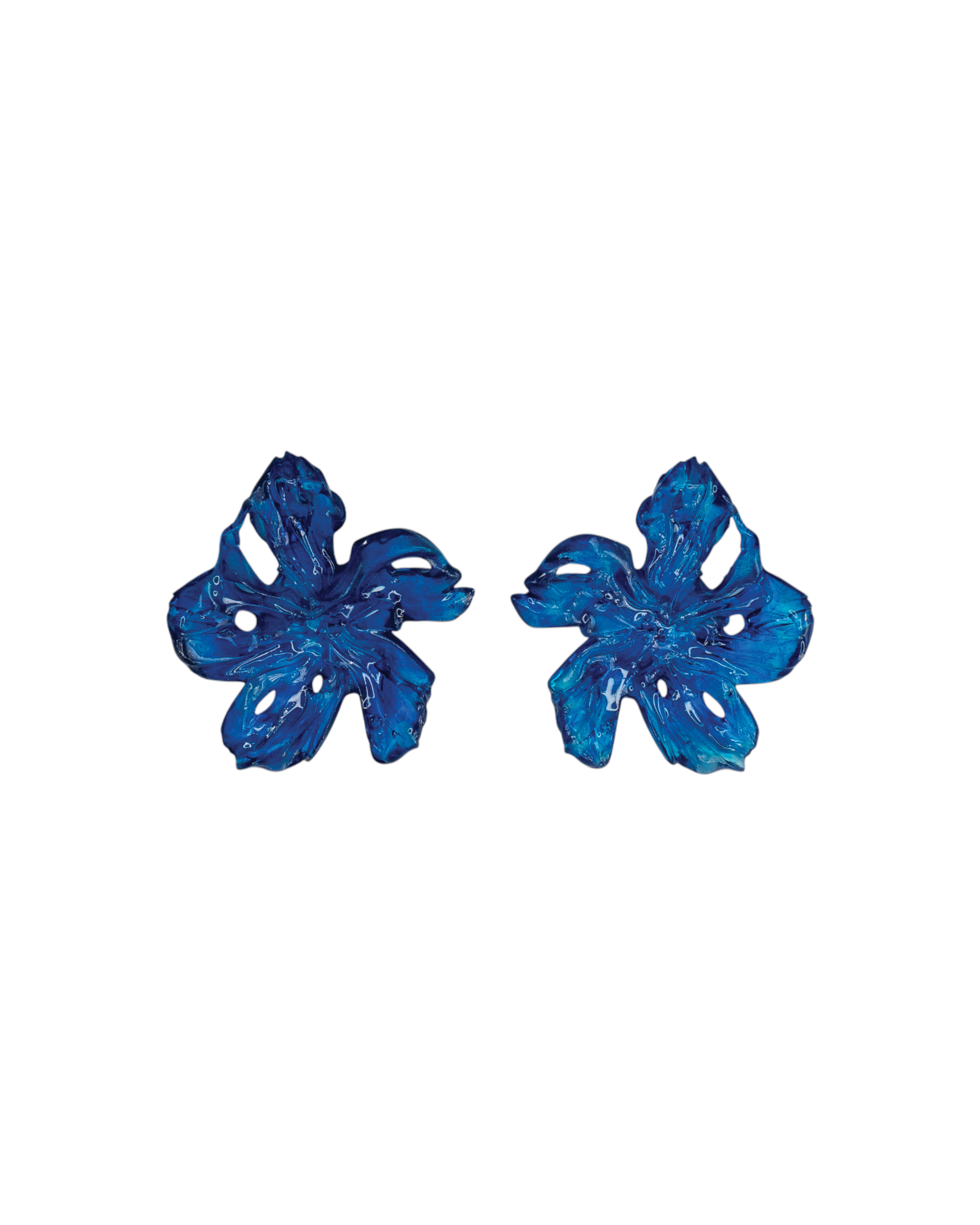Pleiosien - Flower Earrings (Medium) - Blue