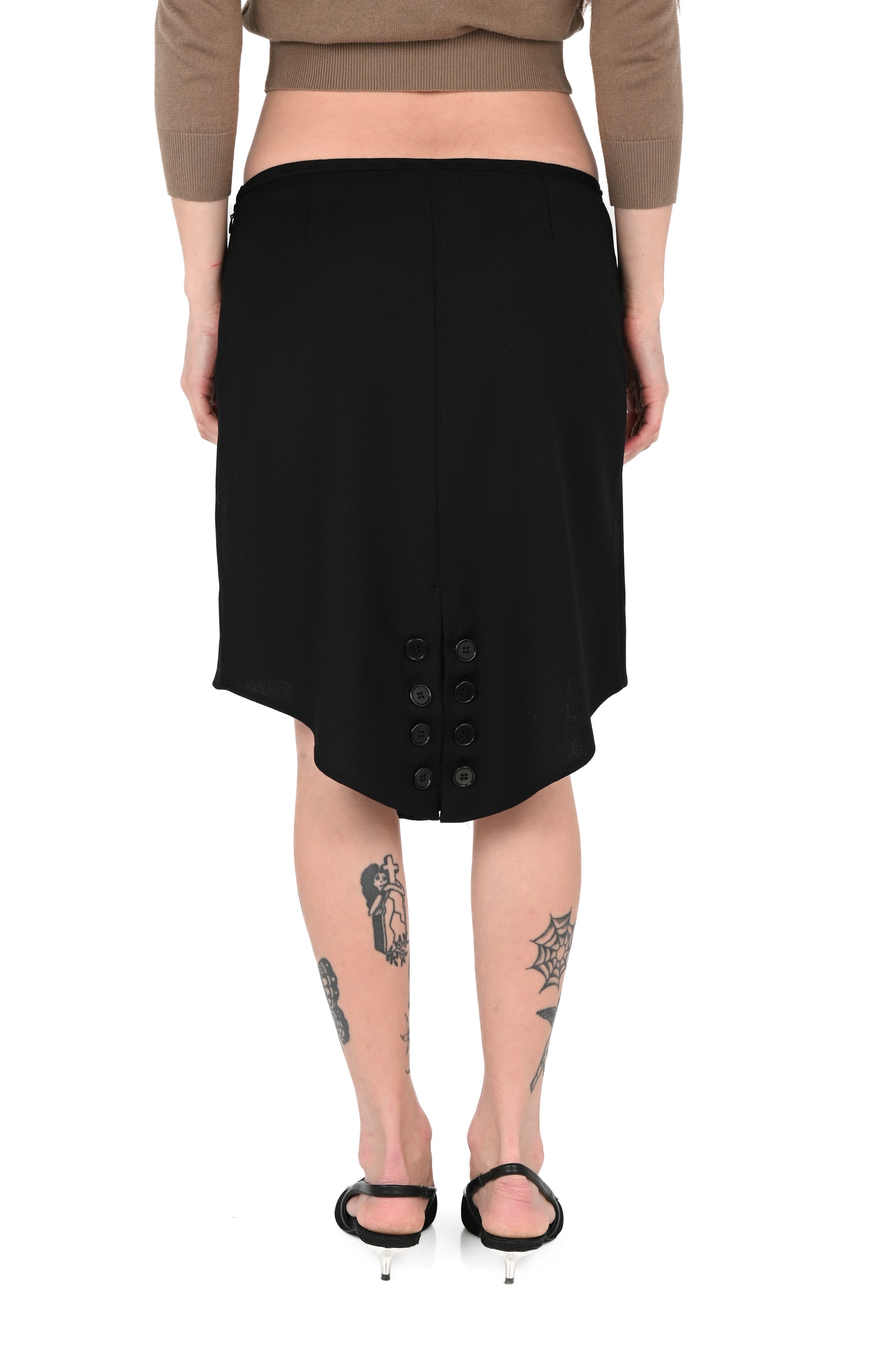 Club Venus - Tux Mullet Skirt - Black Virgin Wool Crepe