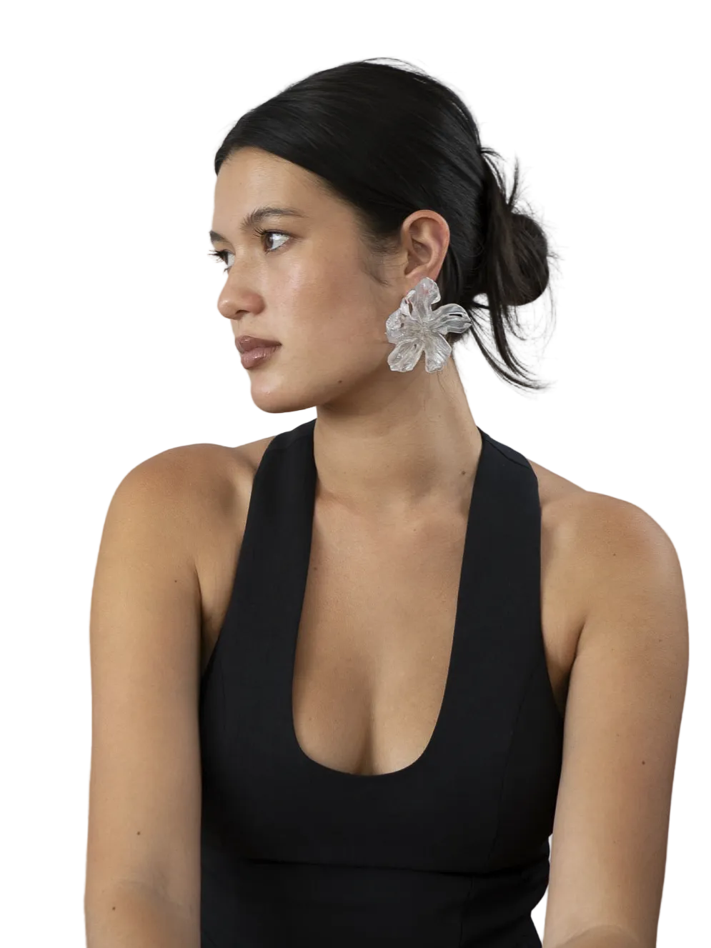 Pleiosien - Flower Earrings (Large) - Clear