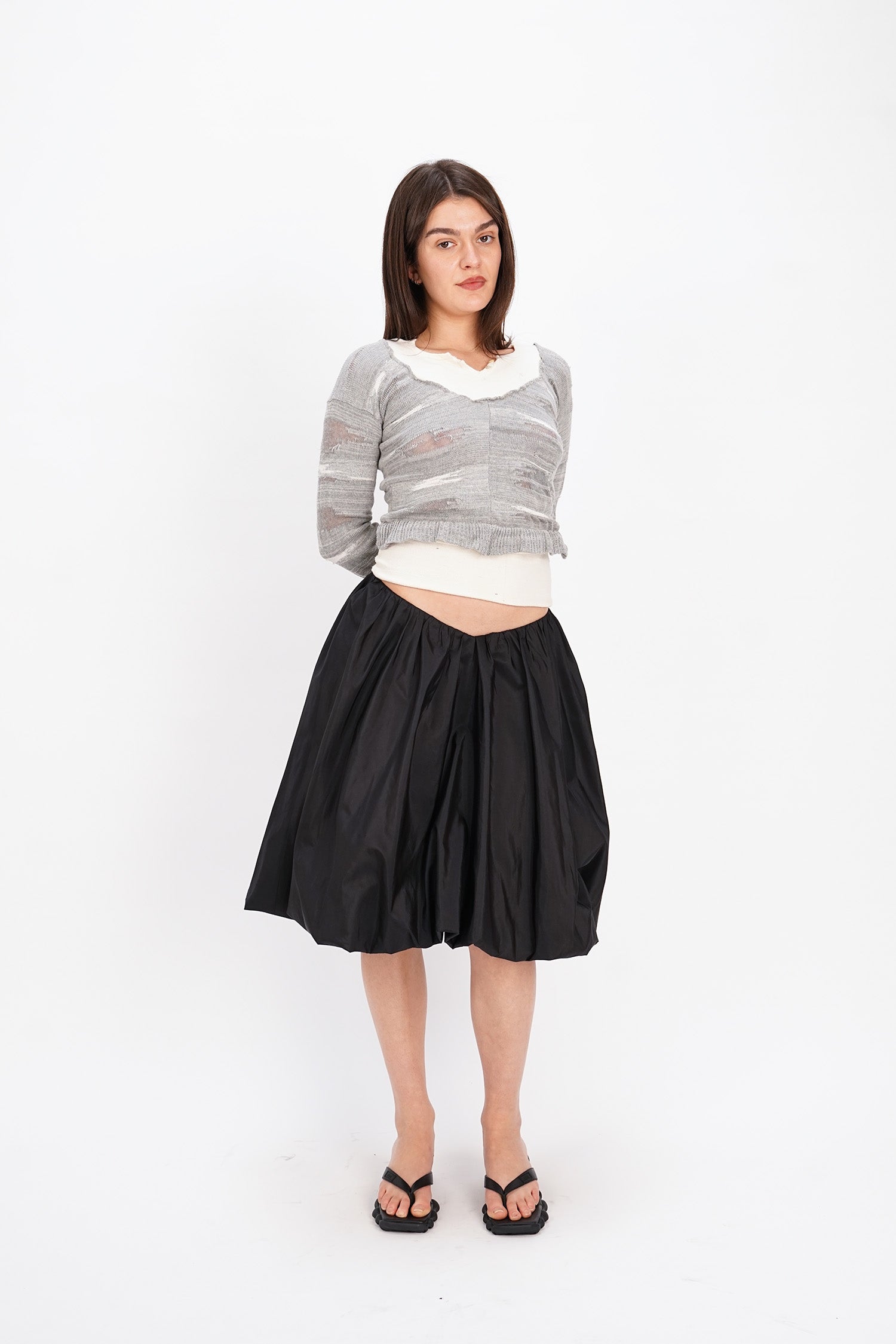 all is a gentle spring - The Polonaise Skirt - Black Silk