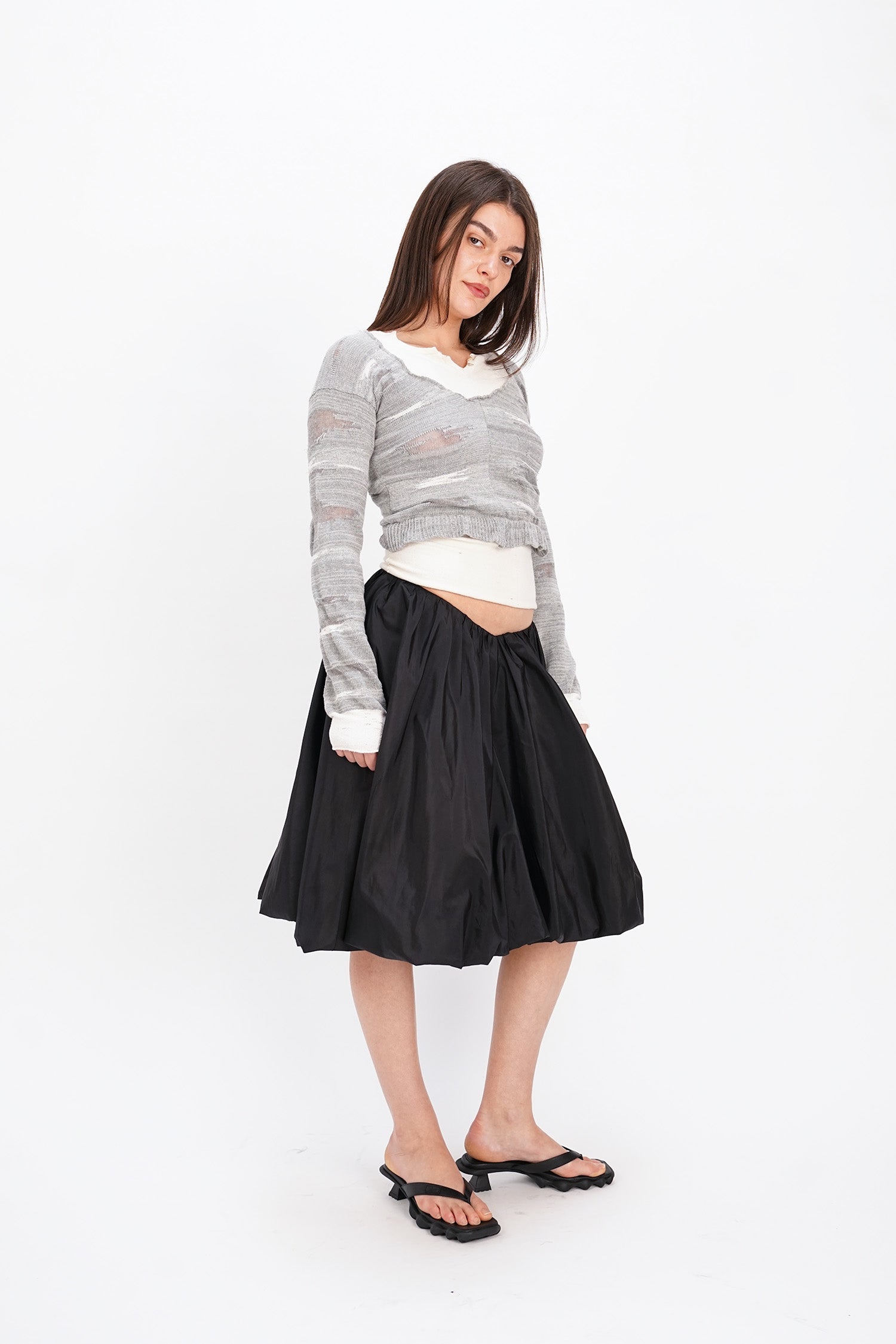 all is a gentle spring - The Polonaise Skirt - Black Silk