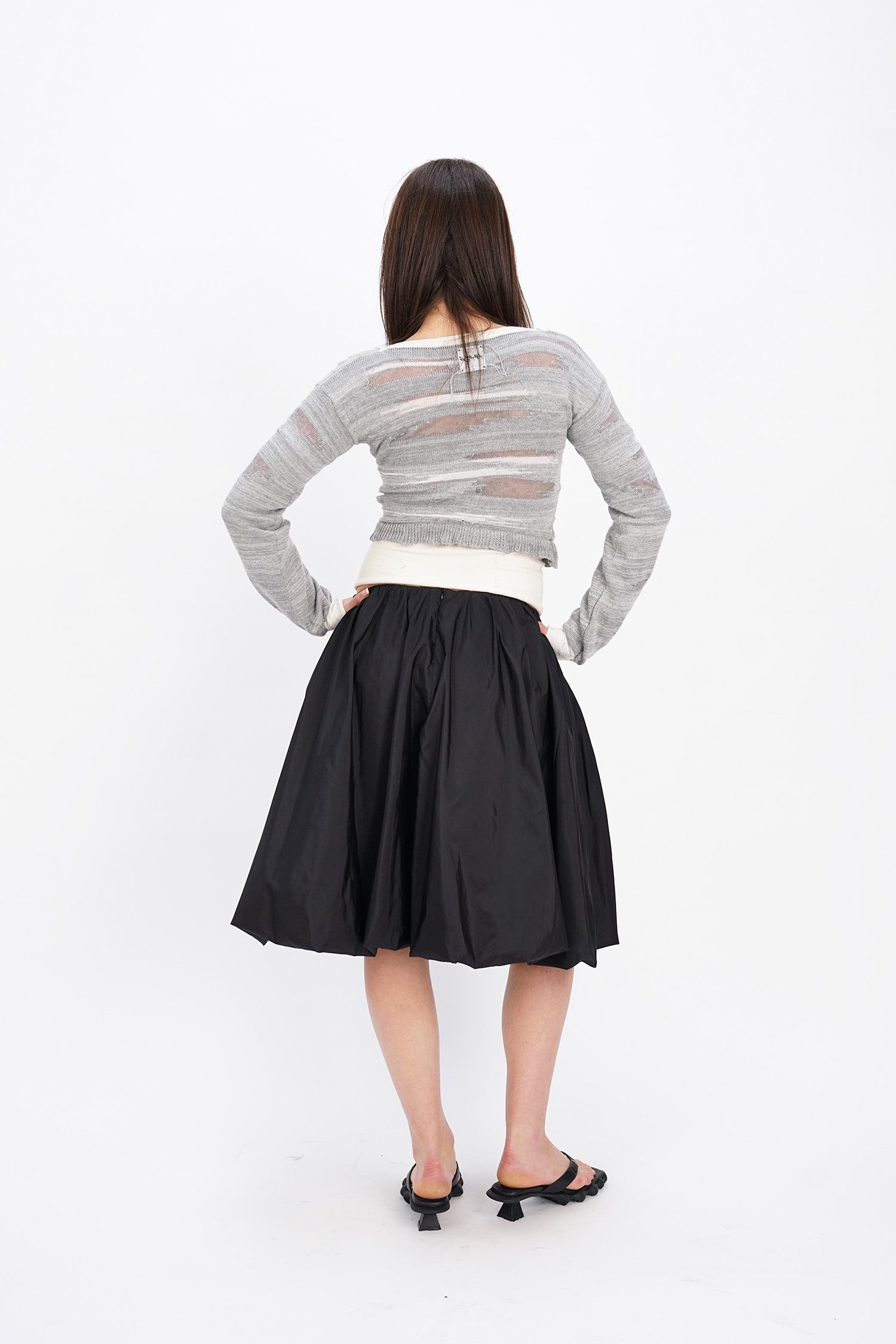 all is a gentle spring - The Polonaise Skirt - Black Silk