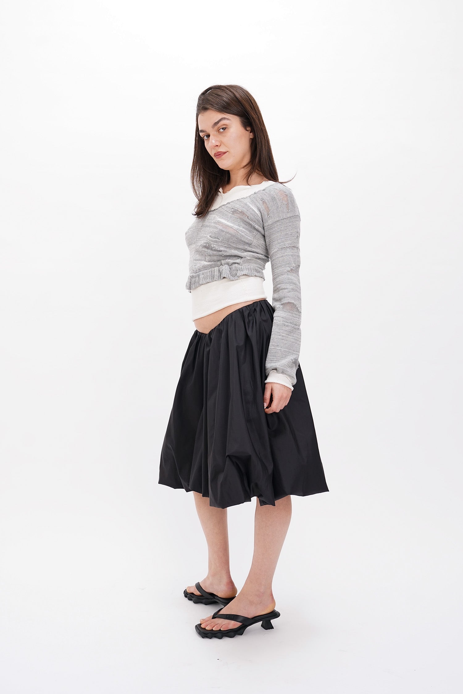 all is a gentle spring - The Polonaise Skirt - Black Silk