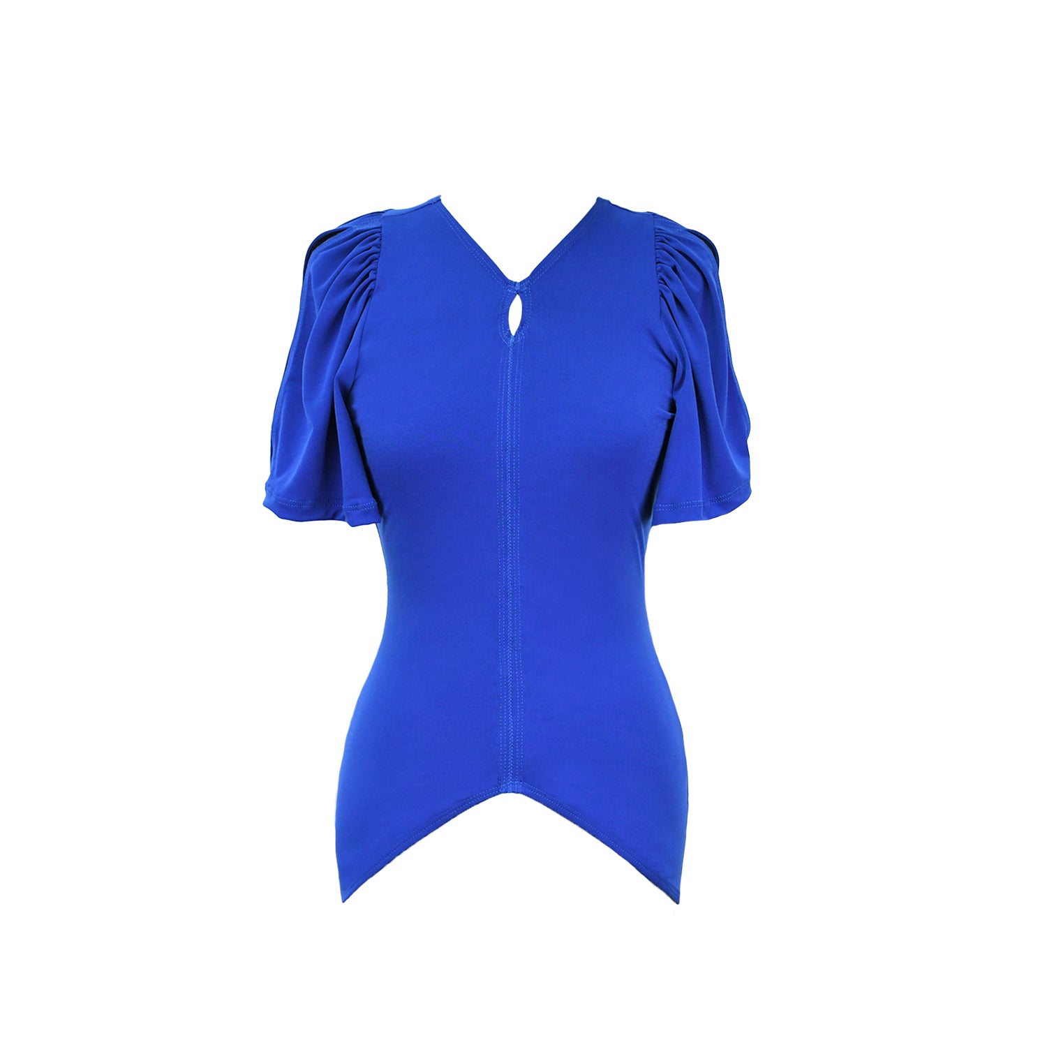 Emily Watson - Split Shoulder Flounce Blouse - Royal Blue