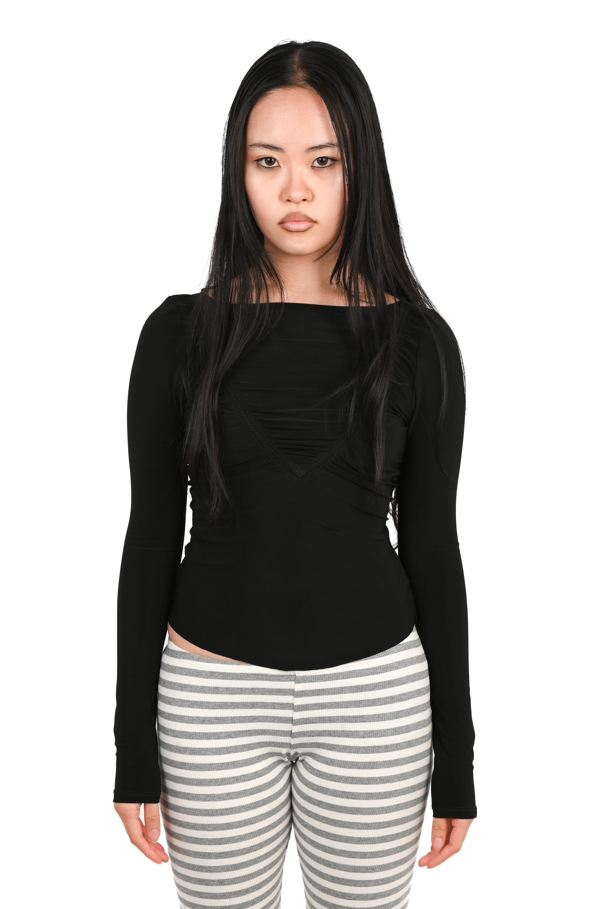 Emily Watson - Gathered Long Sleeve Top - Black