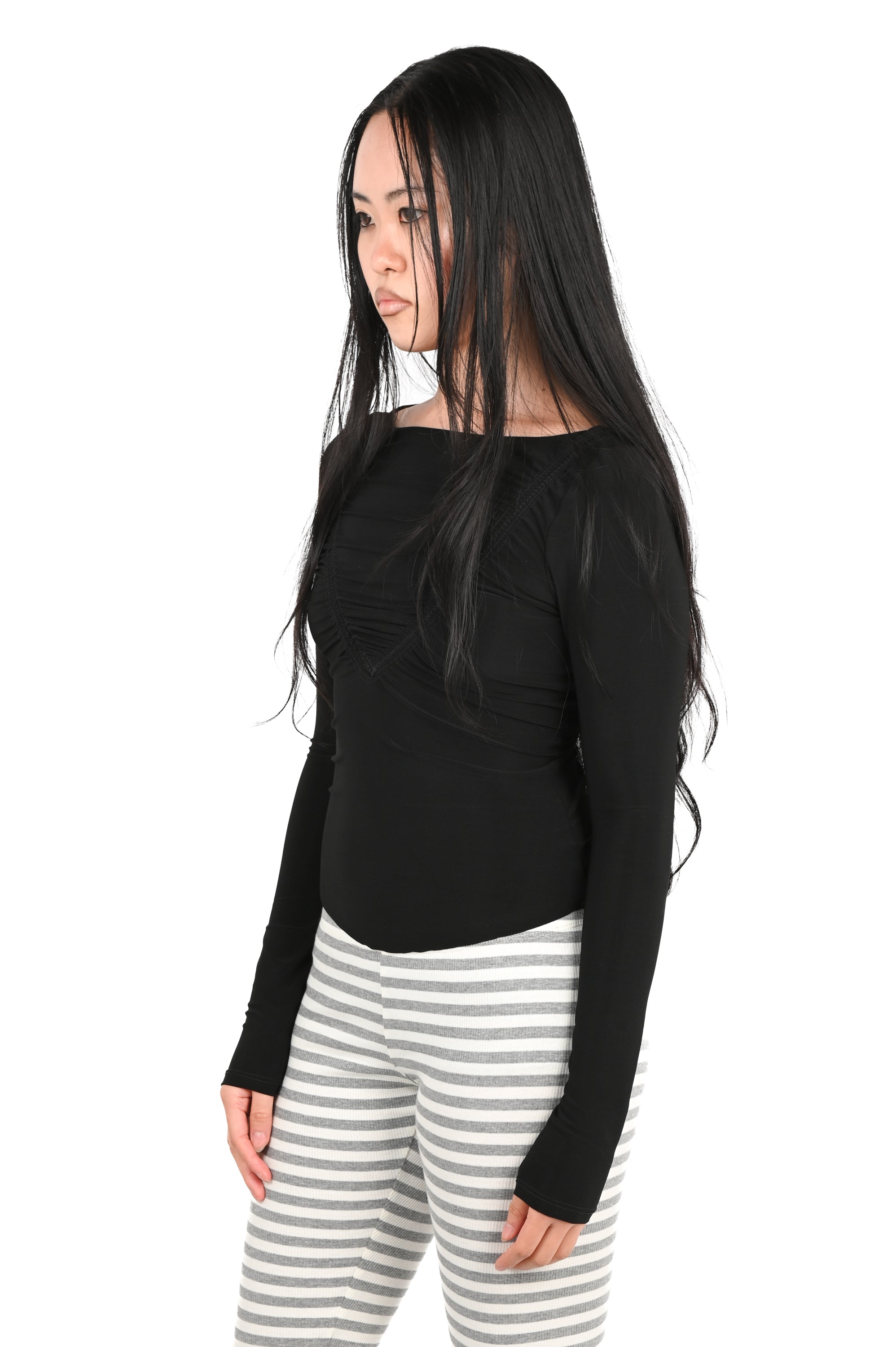 Emily Watson - Gathered Long Sleeve Top - Black