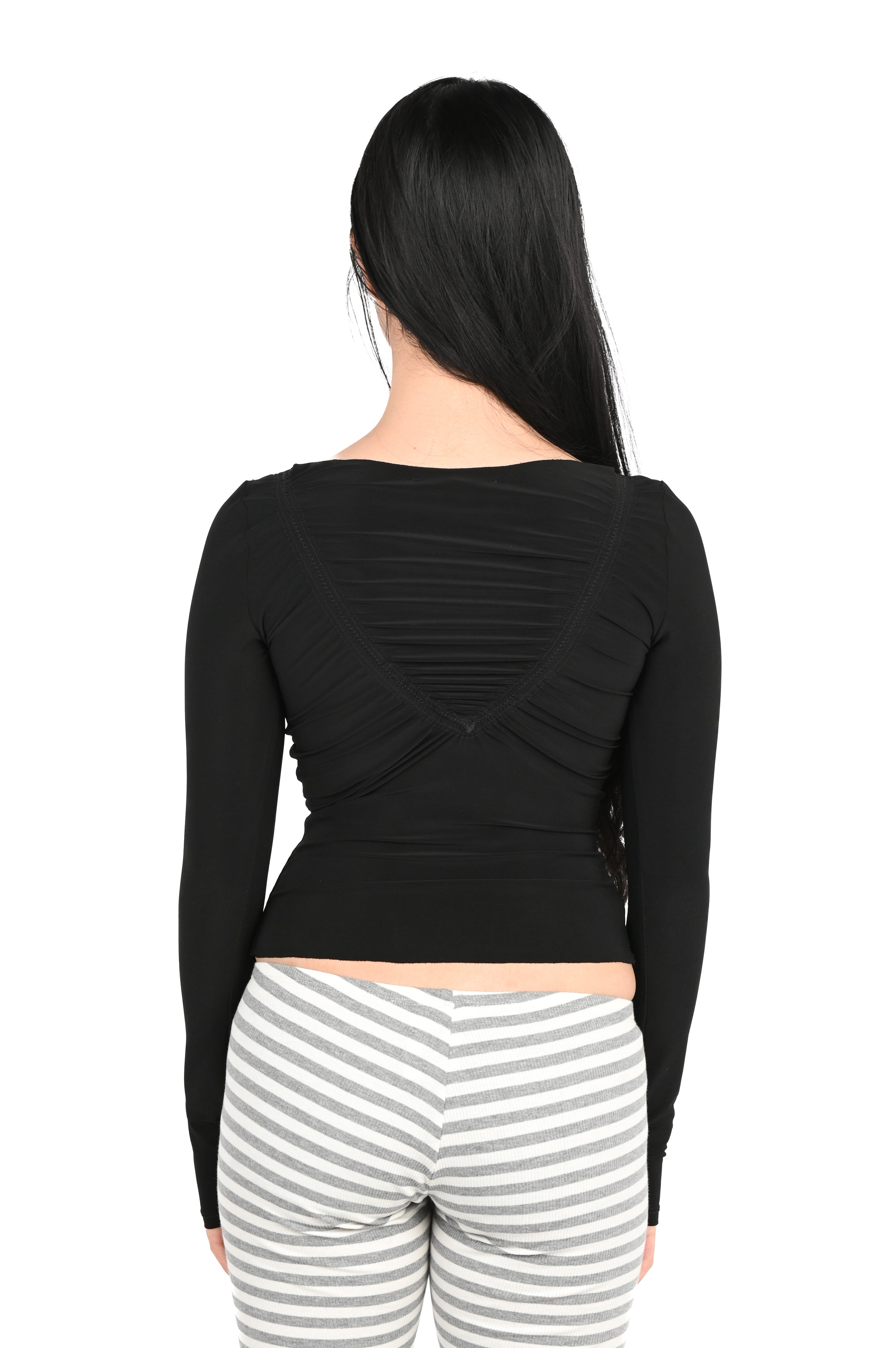 Emily Watson - Gathered Long Sleeve Top - Black