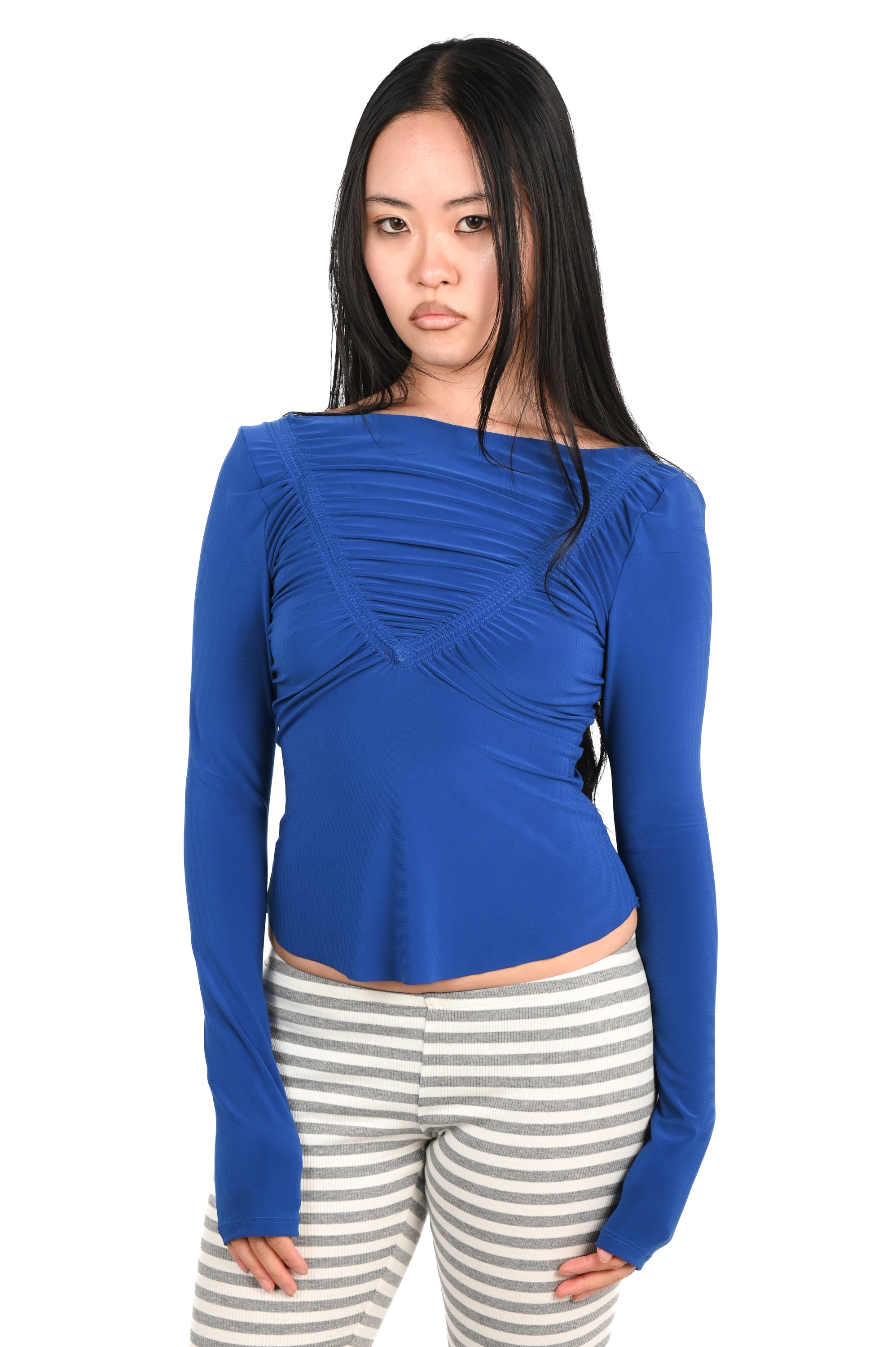 Emily Watson - Gathered Long Sleeve Top - Colbolt Blue