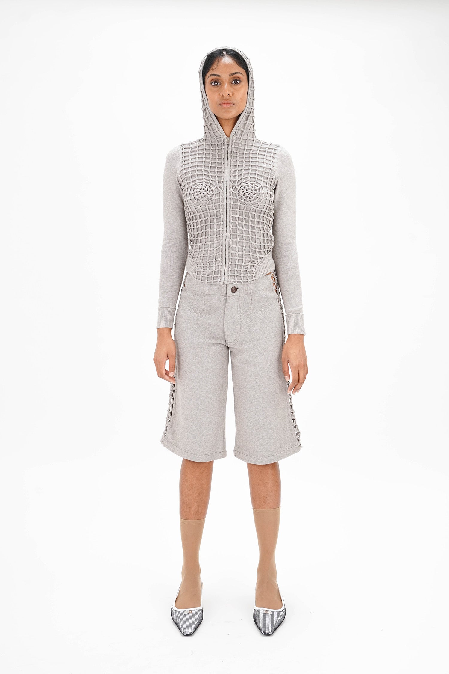 Isa Boulder - Overlap Macramist Hoodie - Light Grey