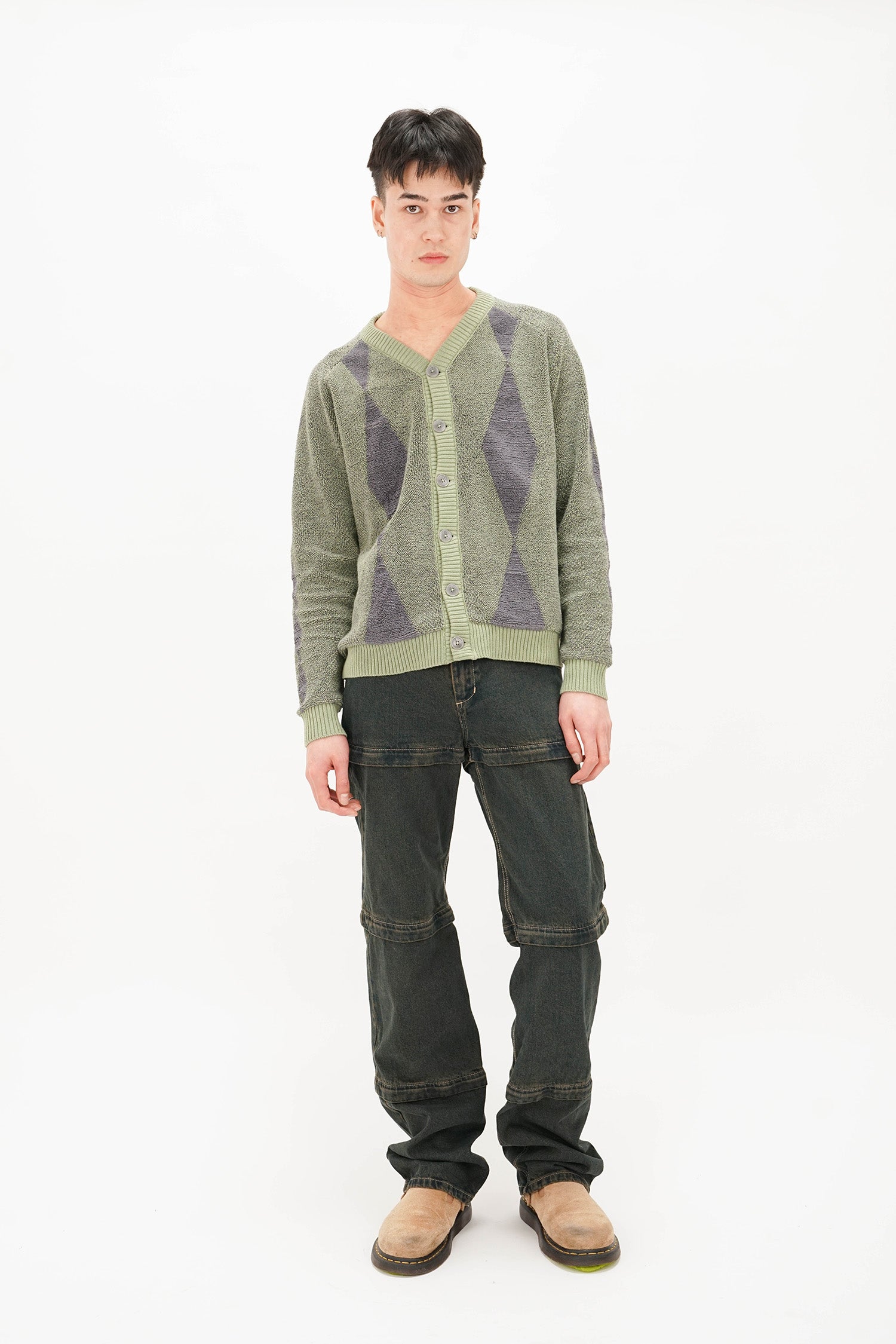 Isa Boulder - Argyle Cardigan - Mint Whisper