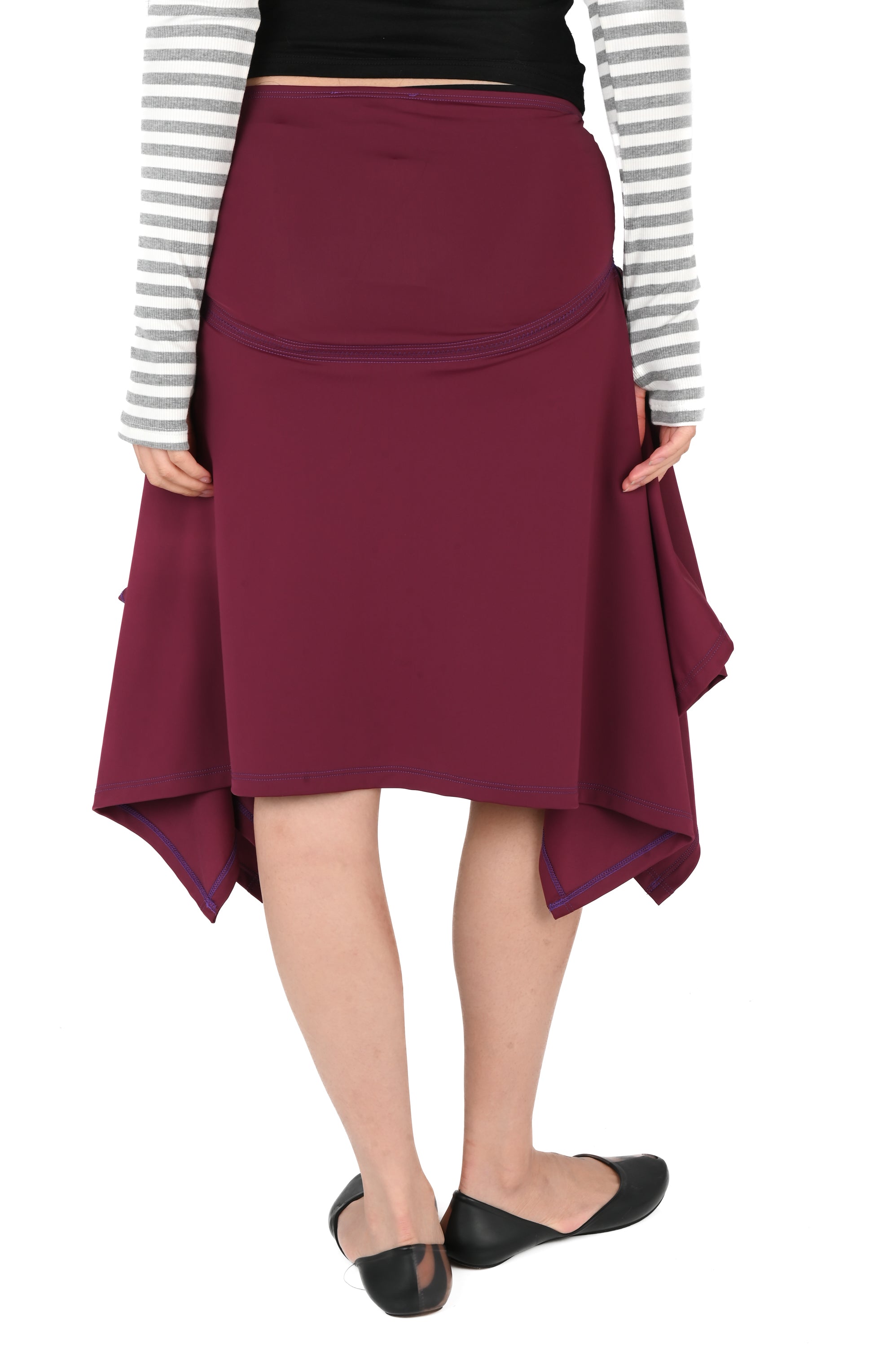 Emily Watson - Midi Handkerchief Skirt (Recycled Lycra) - Plum