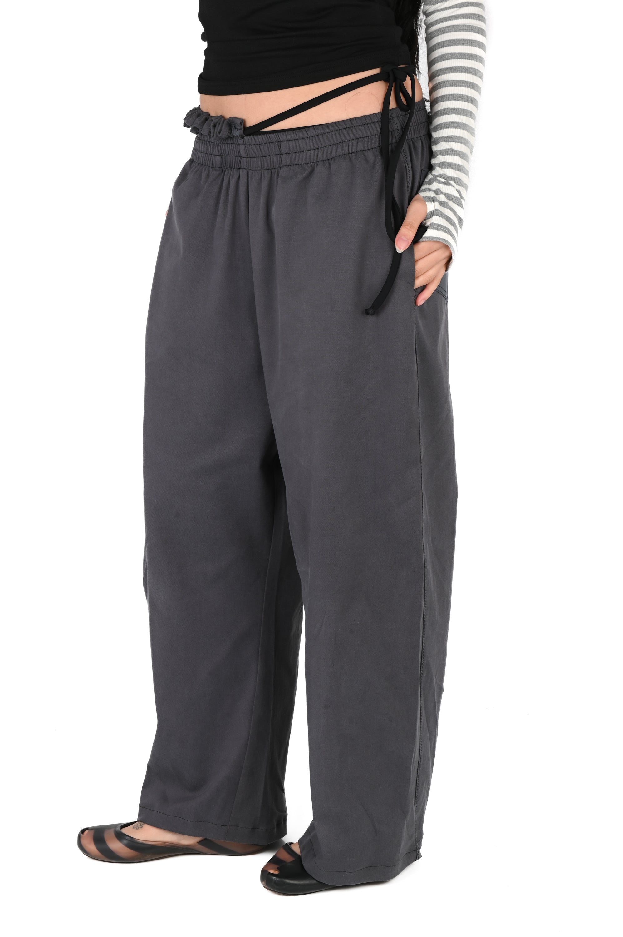 Emily Watson - Frilly Twill Trouser - Slate