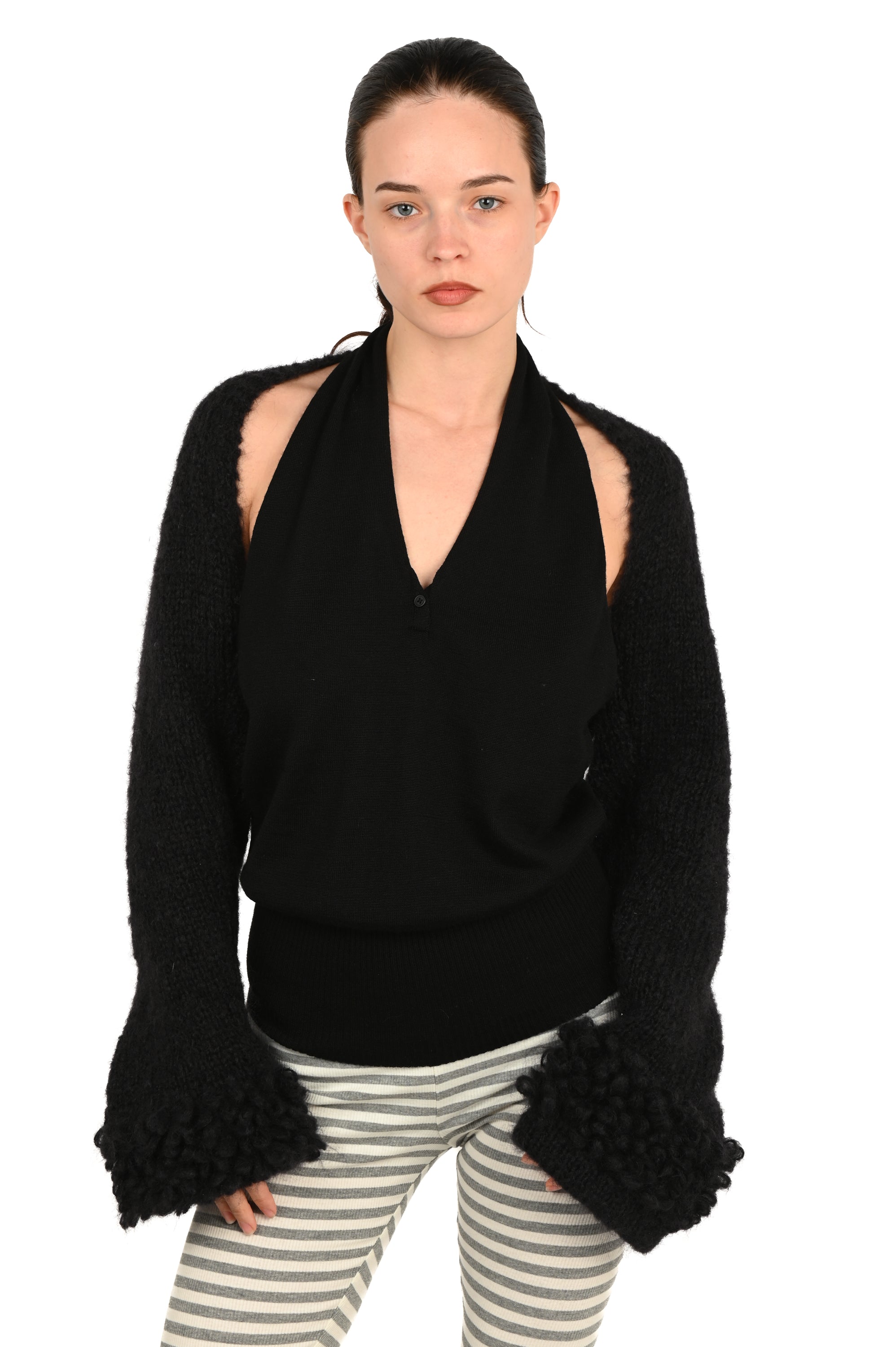 Frisson Knits - Cuffed Bolero - Black