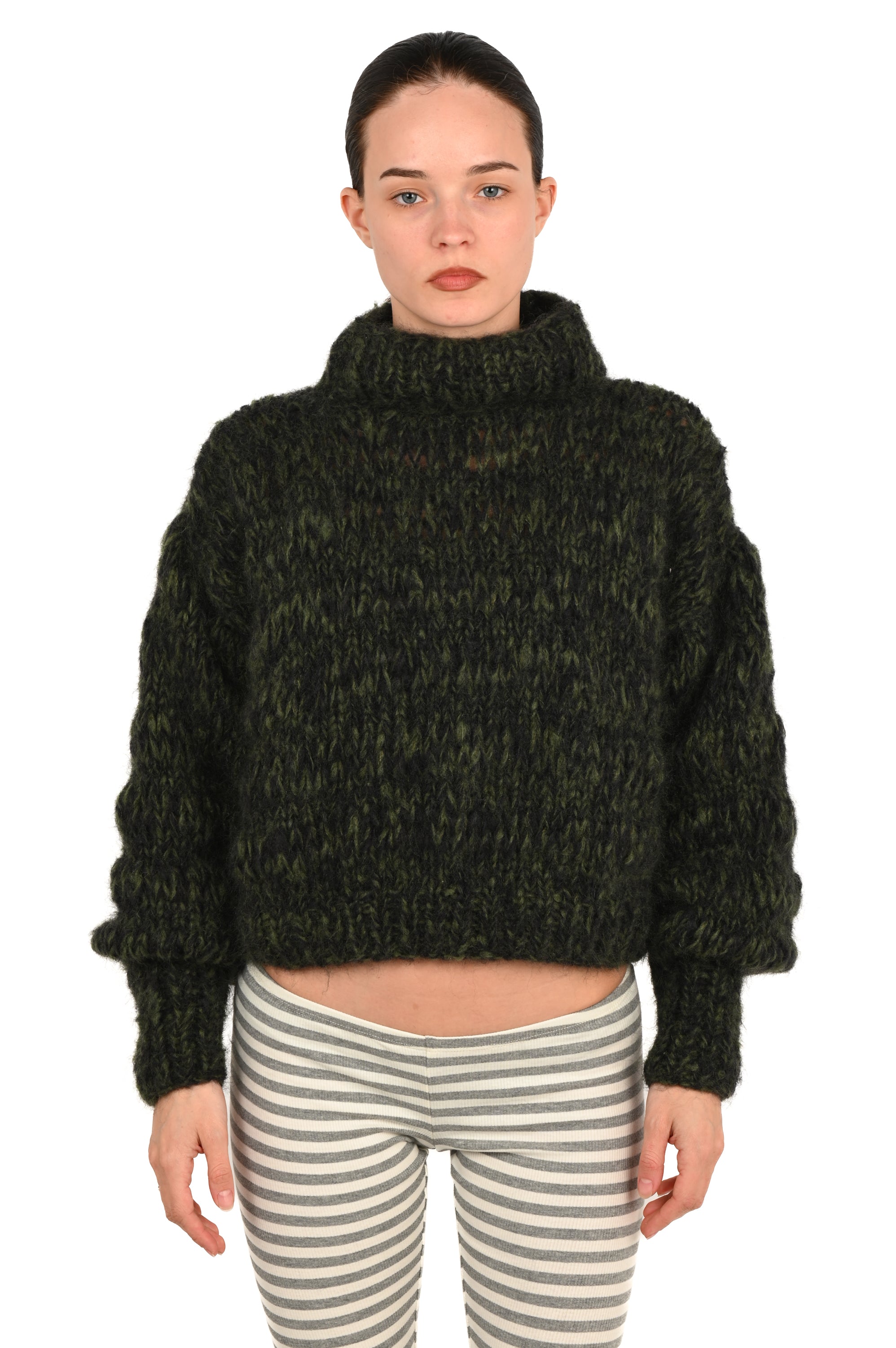 Frisson Knits - Isabella Sweater - Khaki/Black