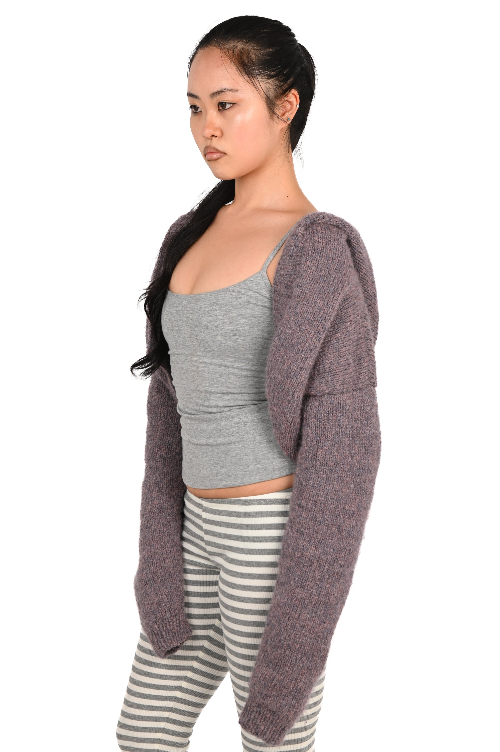 Frisson Knits - Hooded Cardigan + Scarf - Mauve
