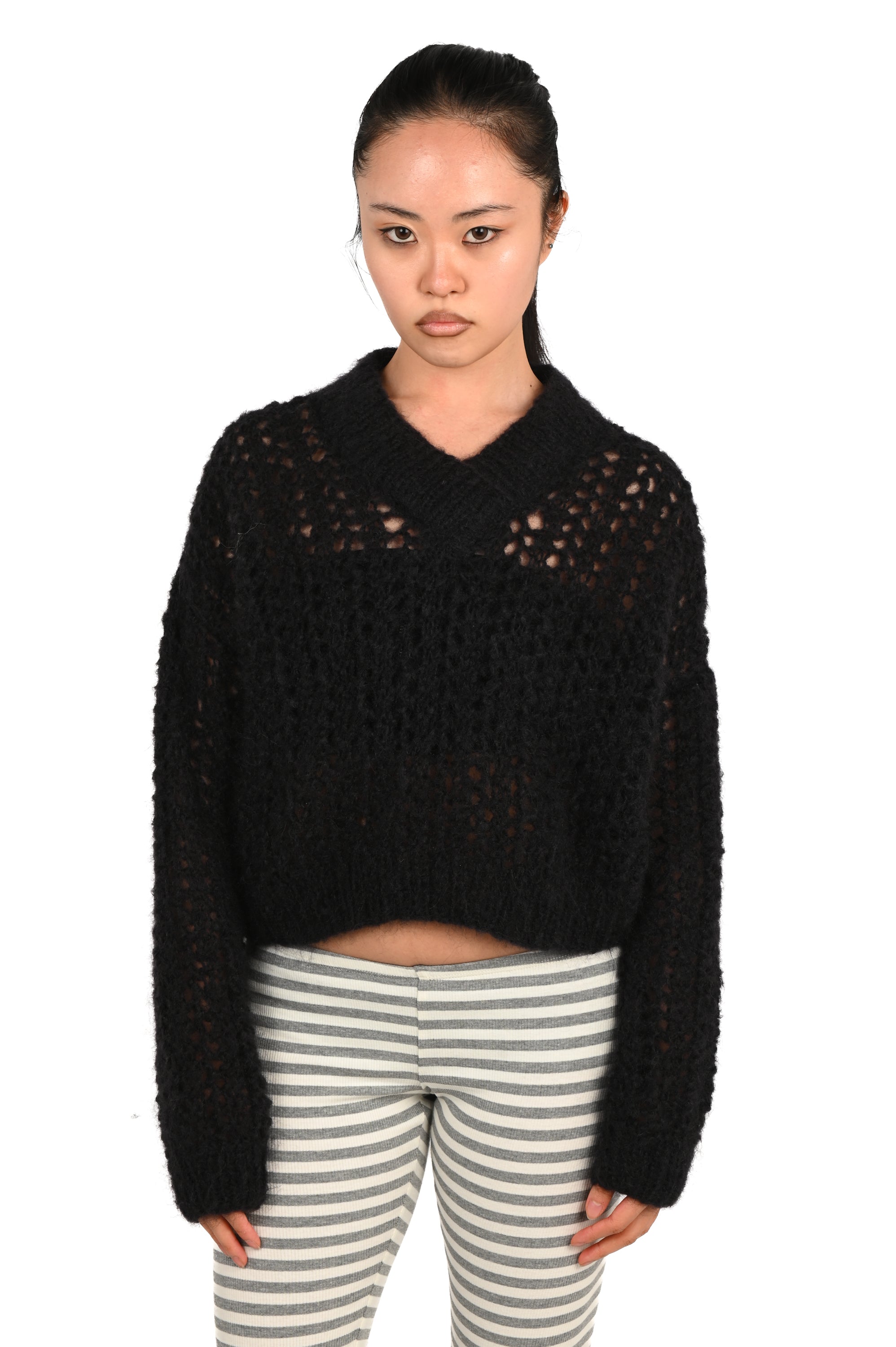 Frisson Knits - Lace Sweater - Black