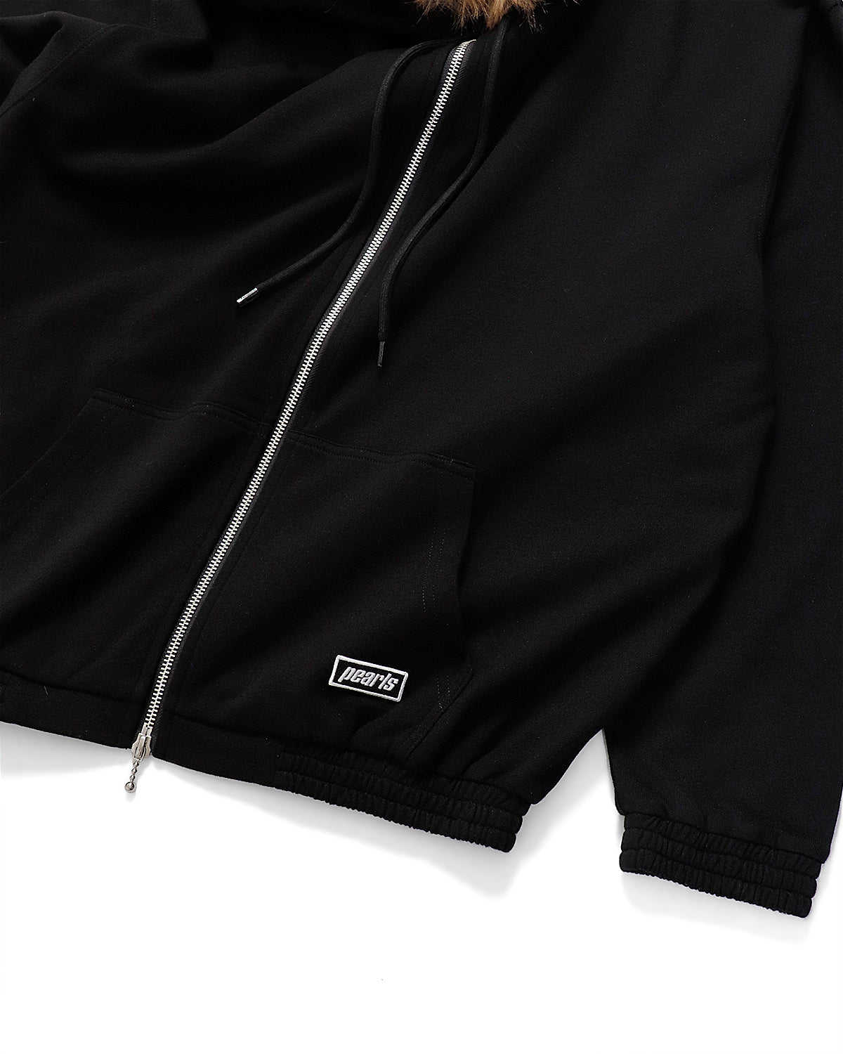 Pearls - Fur Zip Hood - Black
