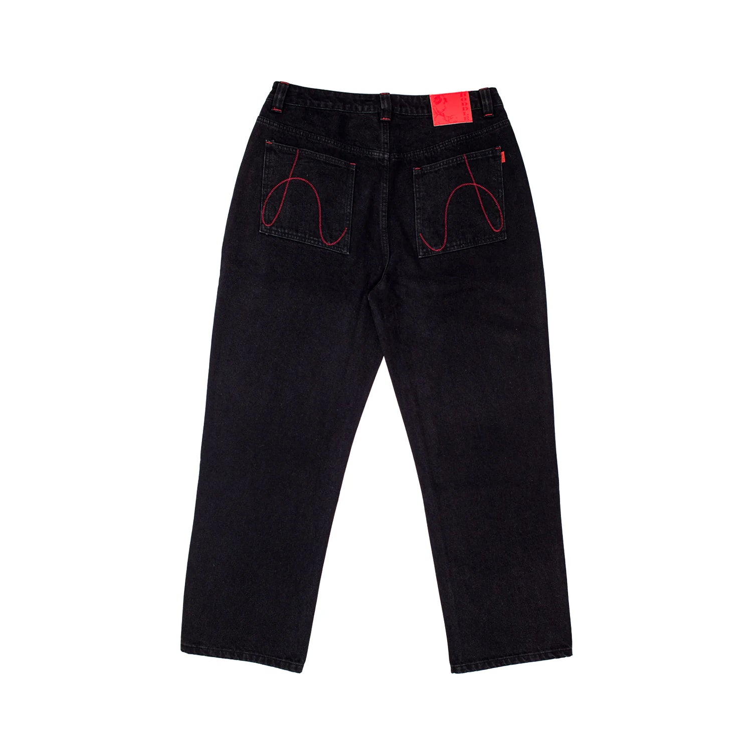 Hoddle - Sonas Jeans - Black/Red Contrast Stitch