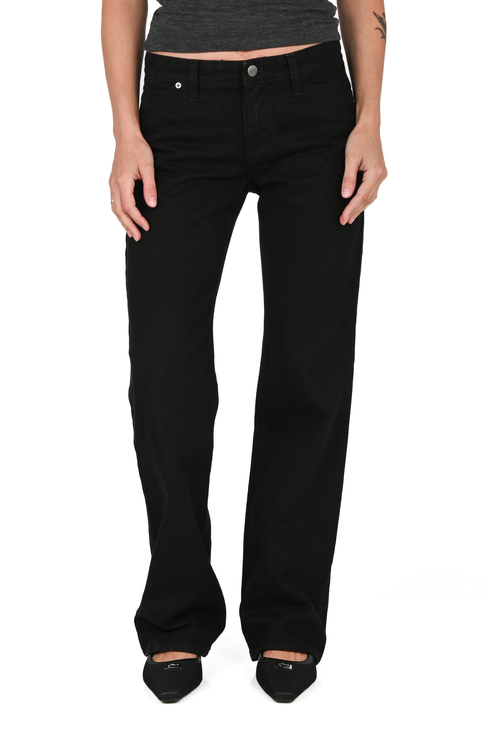 KAHE - Back Buckle Boot Cut Jean - Black