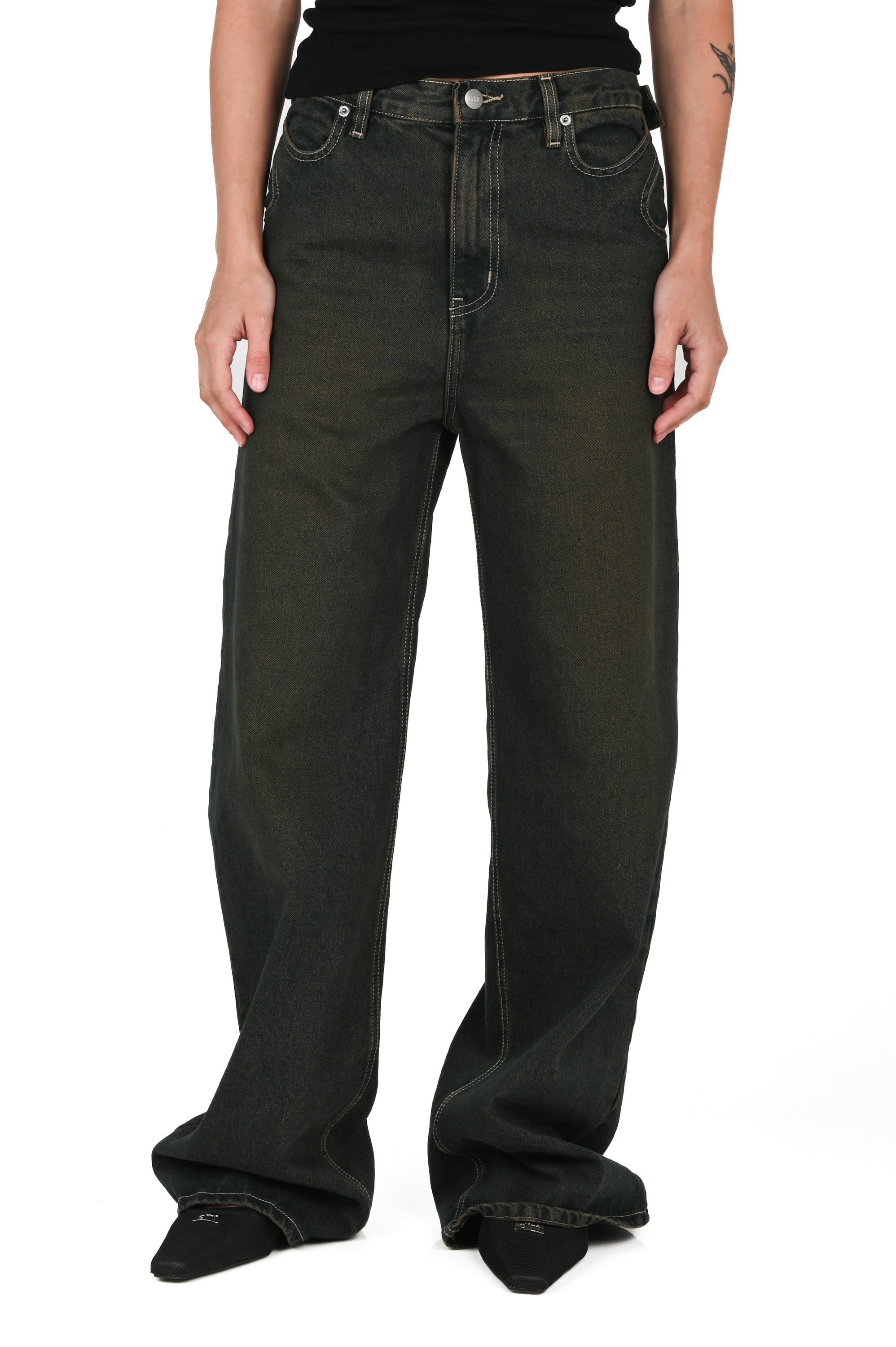 KAHE - Back Buckle Wide Leg Jean - Indigo Fade