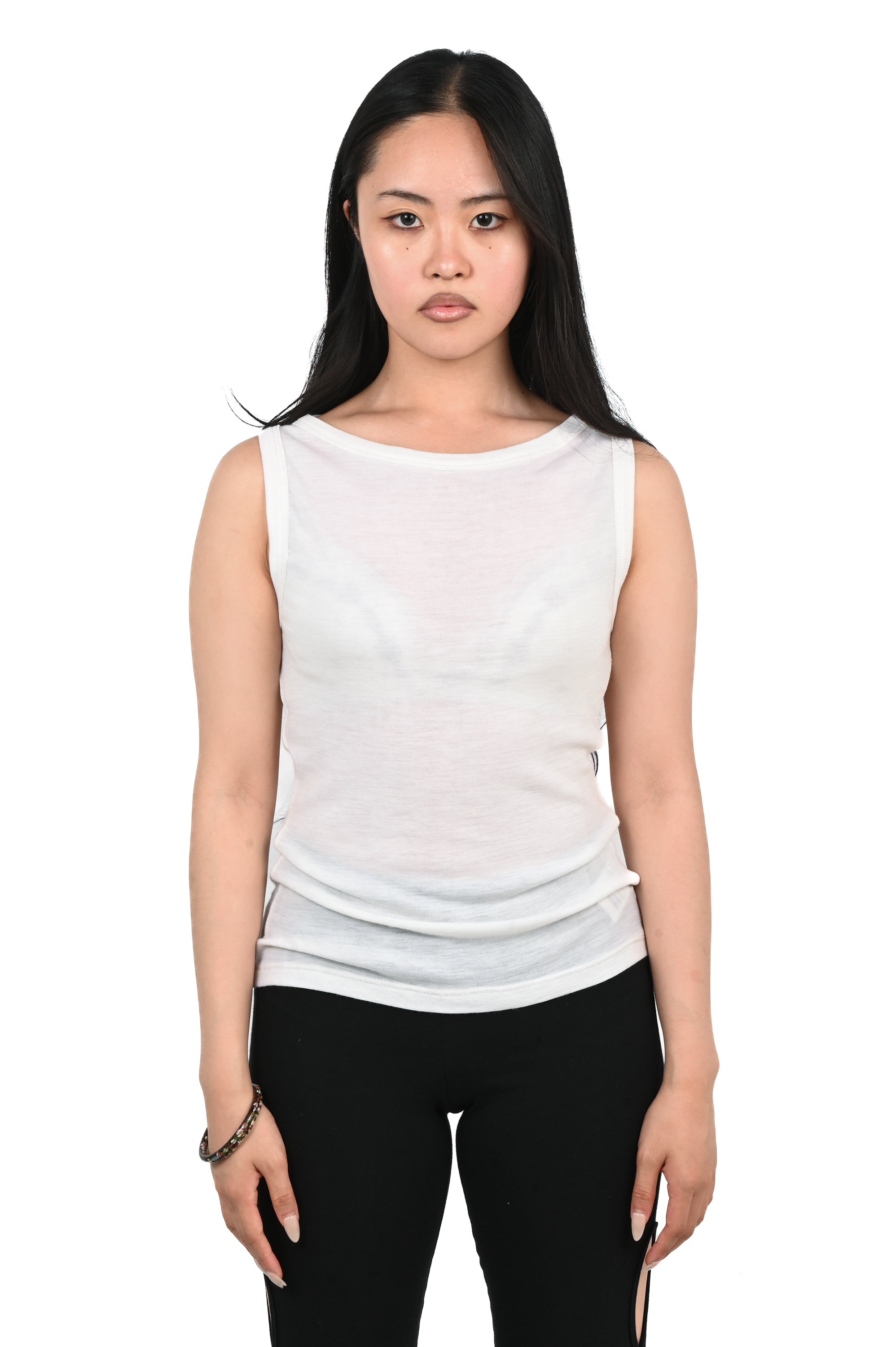KAHE - Fatale Boat Neck Tank Top - White