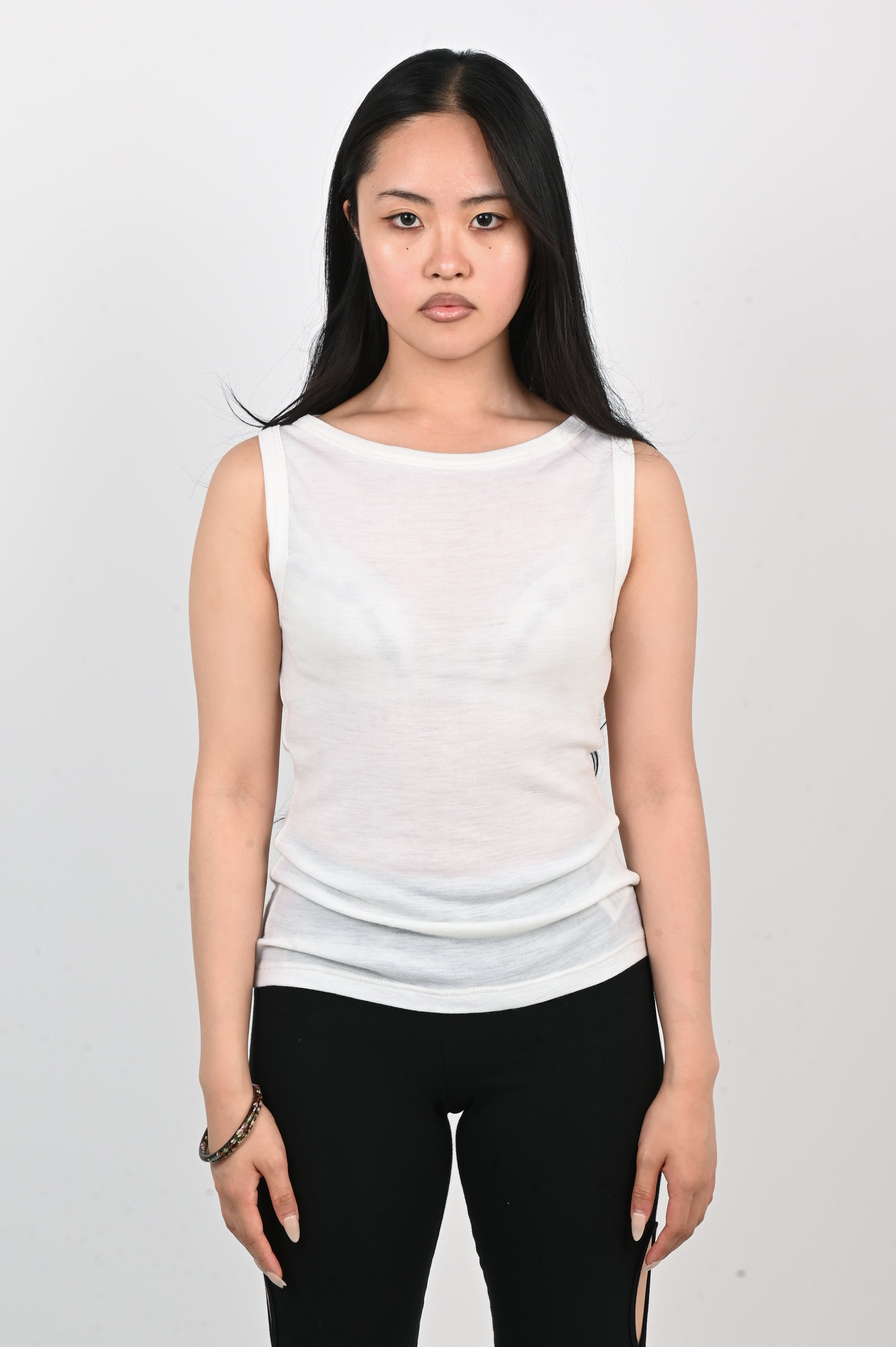 KAHE - Fatale Boat Neck Tank Top - White