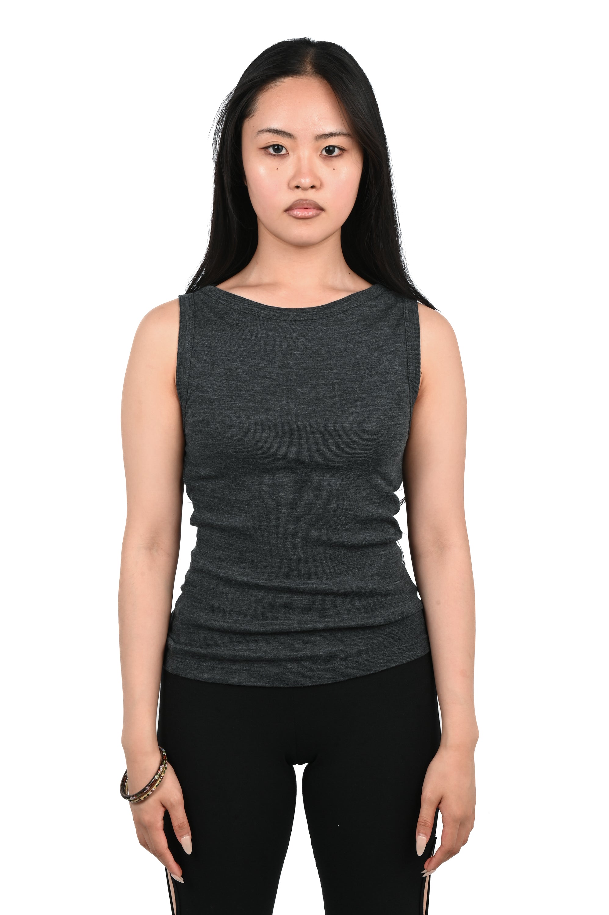 KAHE - Fatale Boat Neck Tank Top - Charcoal