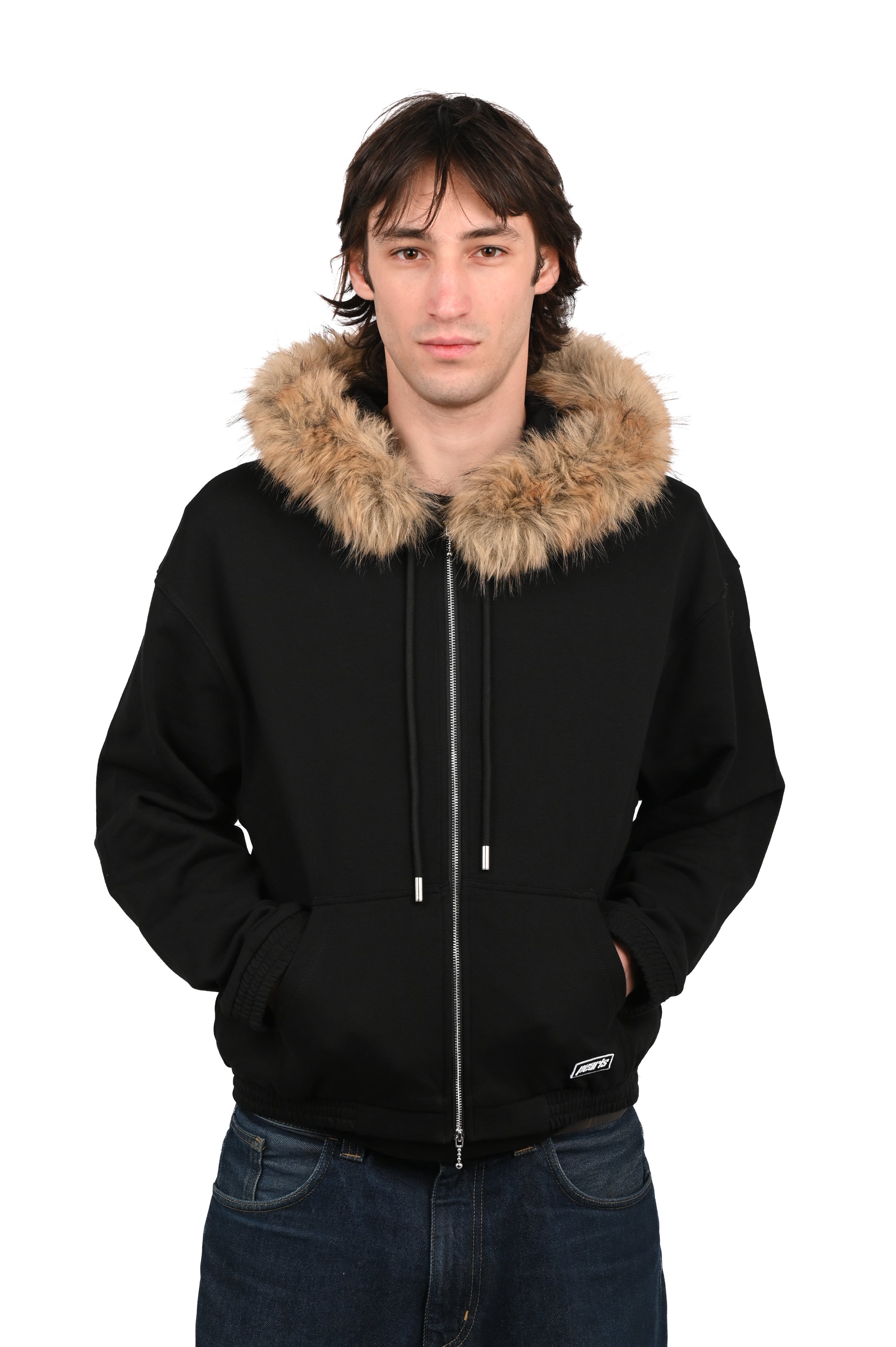 Pearls - Fur Zip Hood - Black