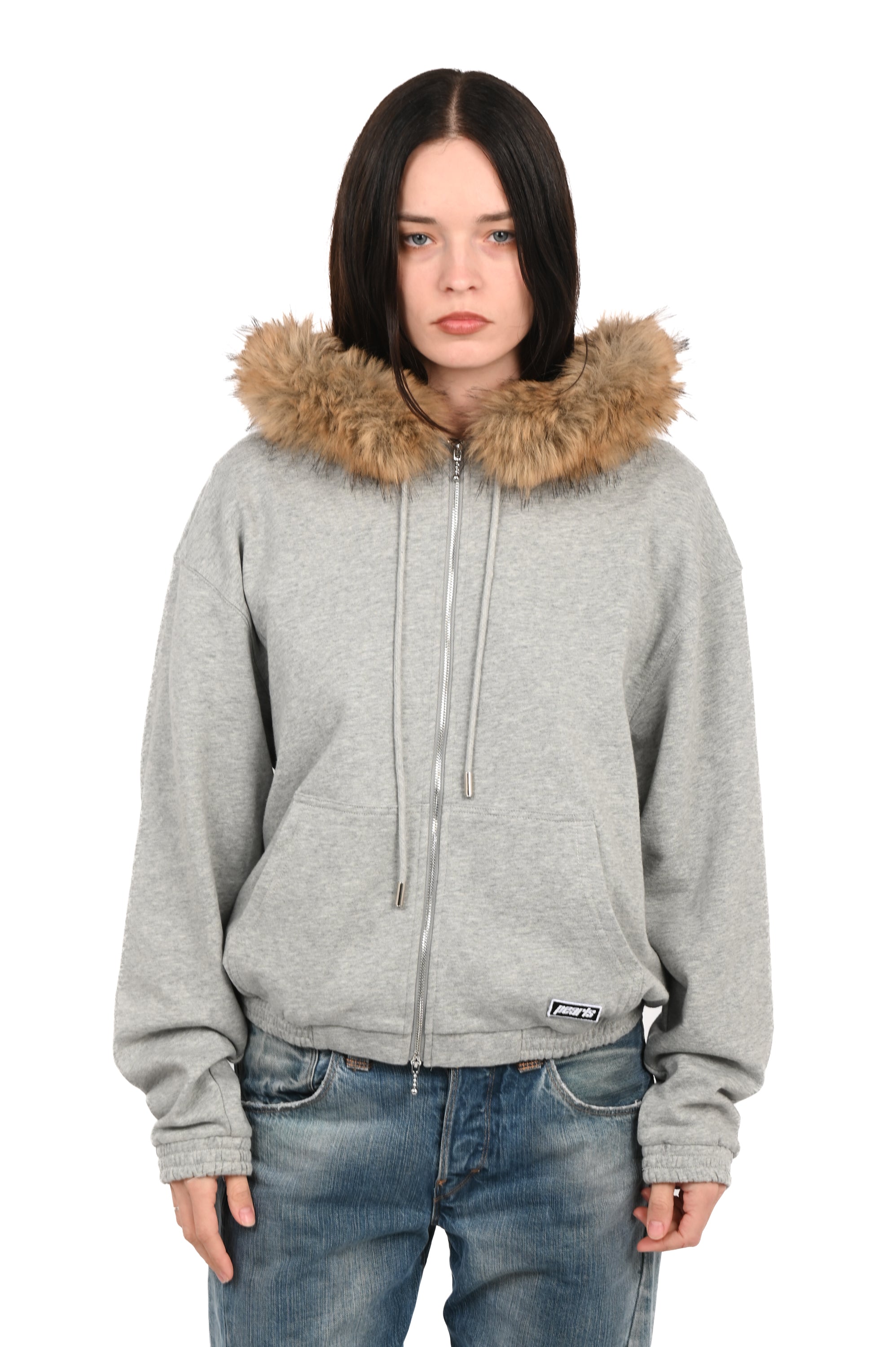 Pearls - Fur Zip Hood - Grey