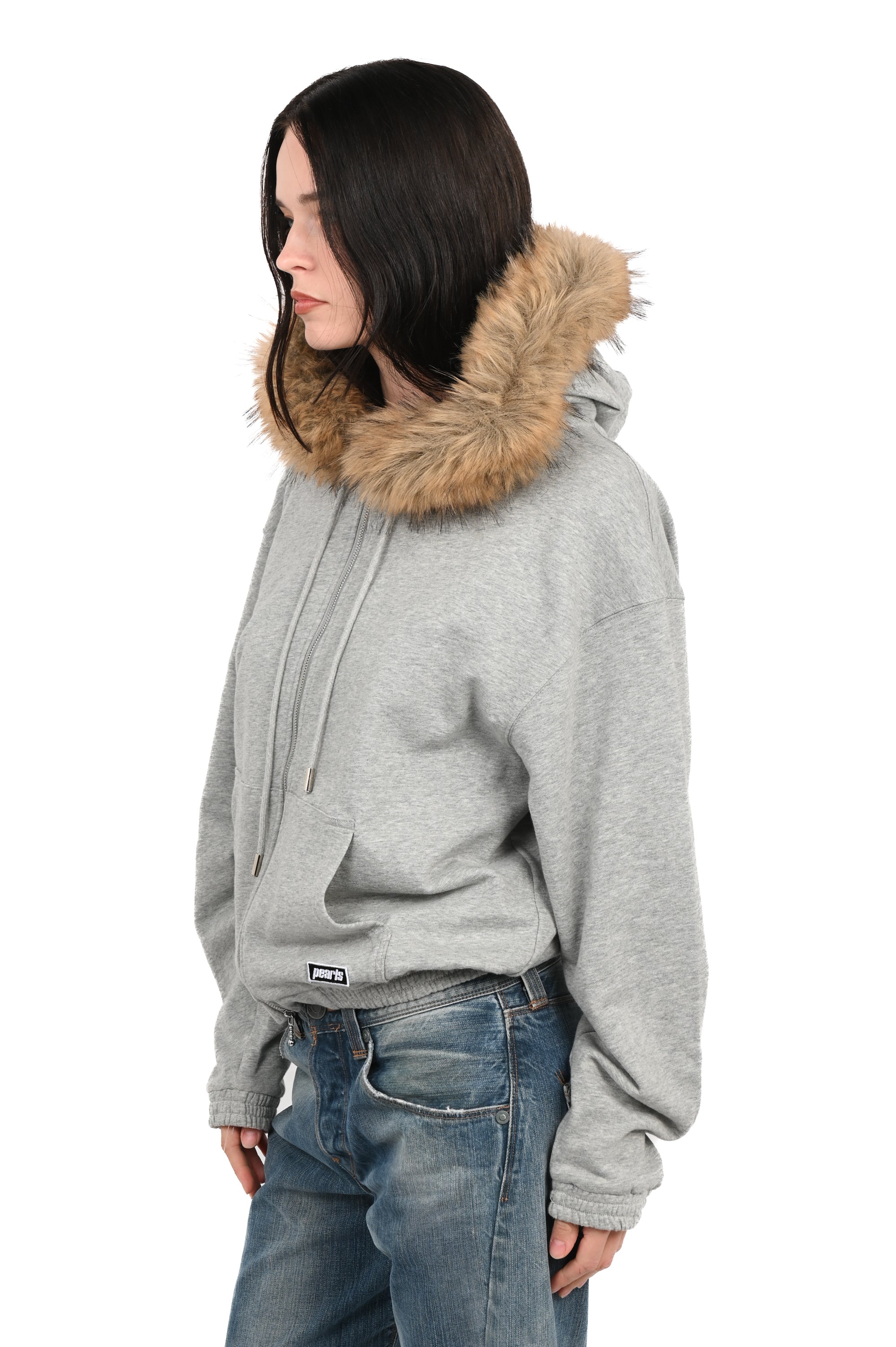 Pearls - Fur Zip Hood - Grey