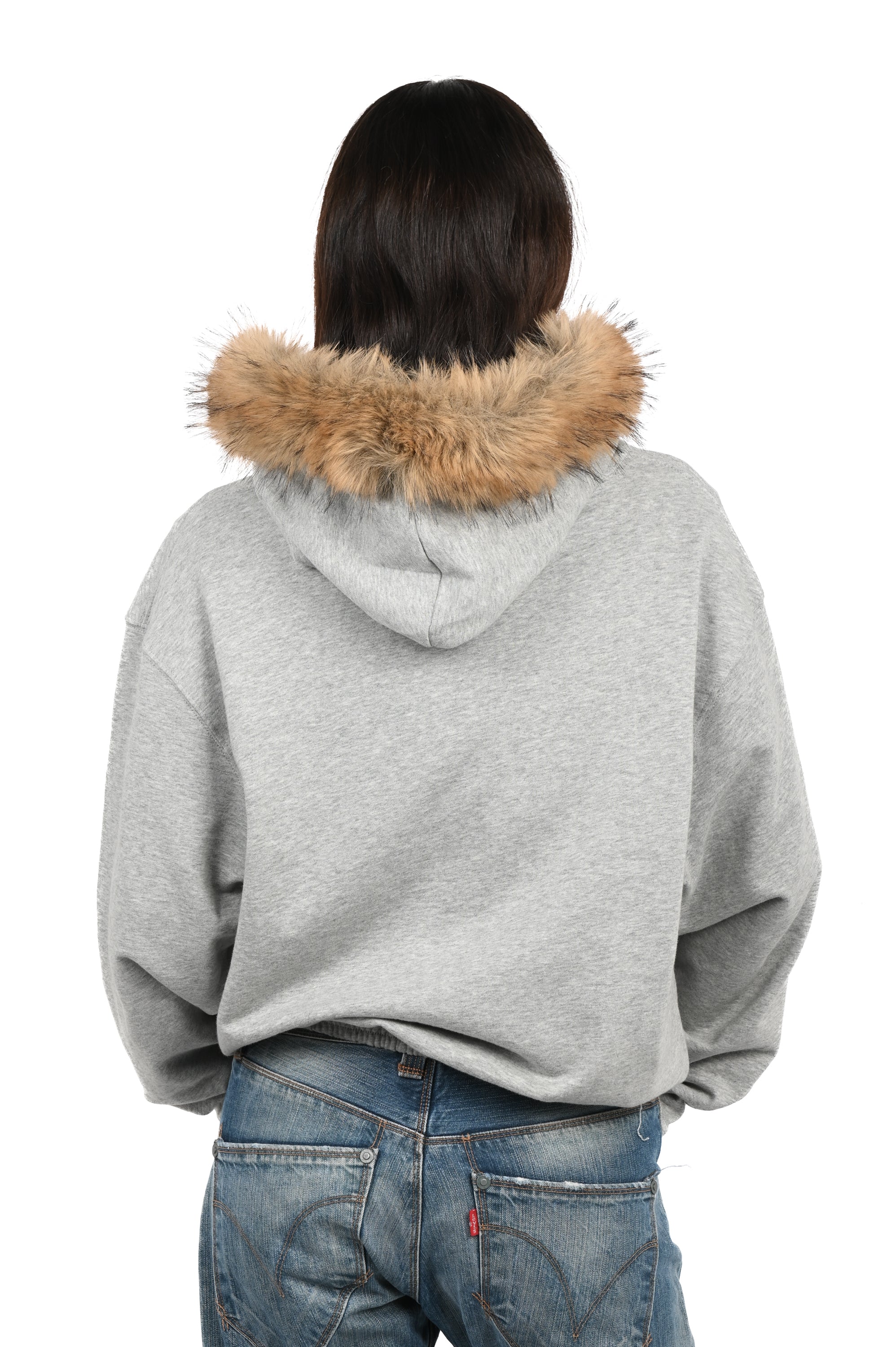Pearls - Fur Zip Hood - Grey