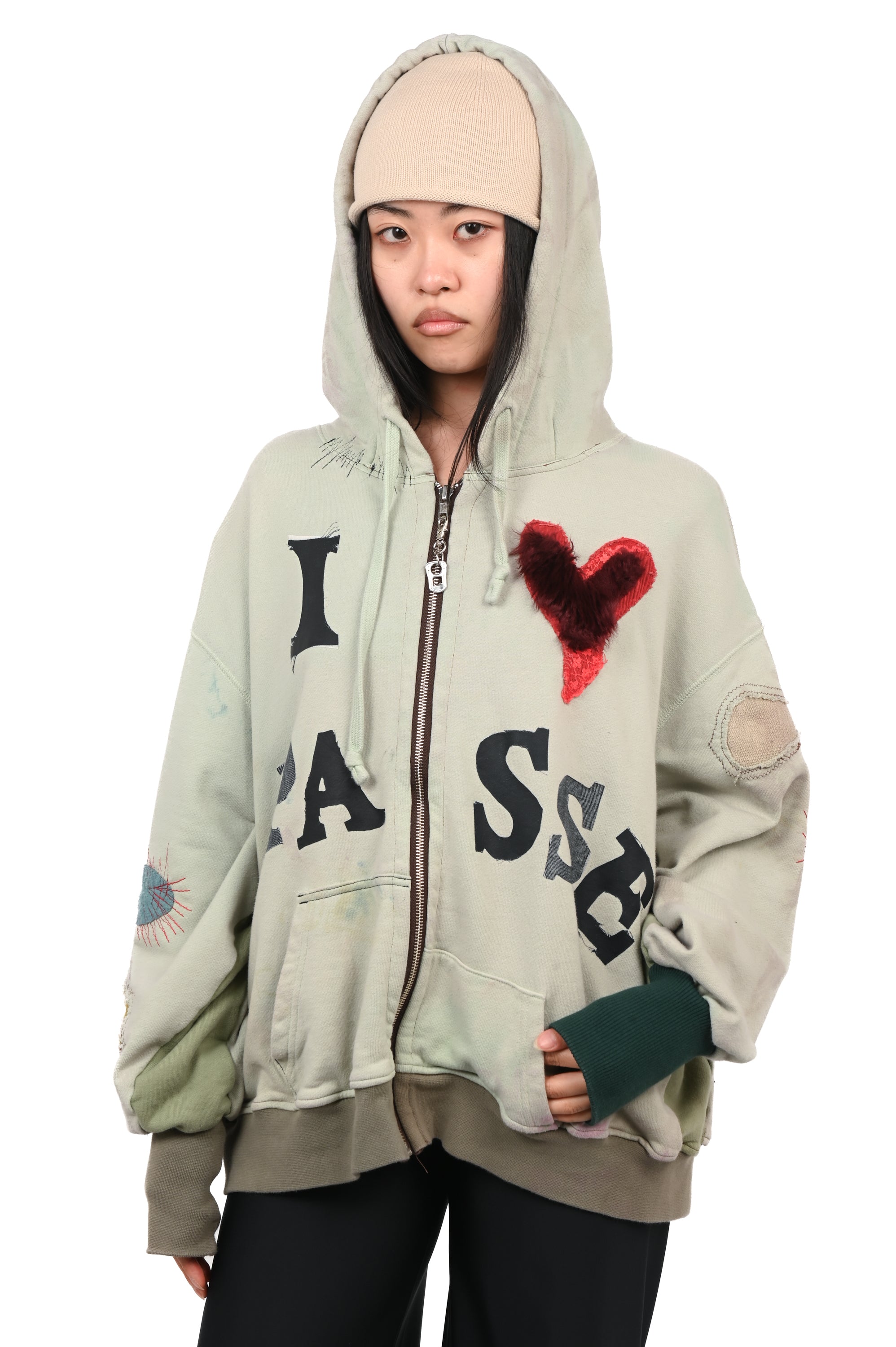 Pocket Money - I <3 Passé Hoodie - Light Dusty Green