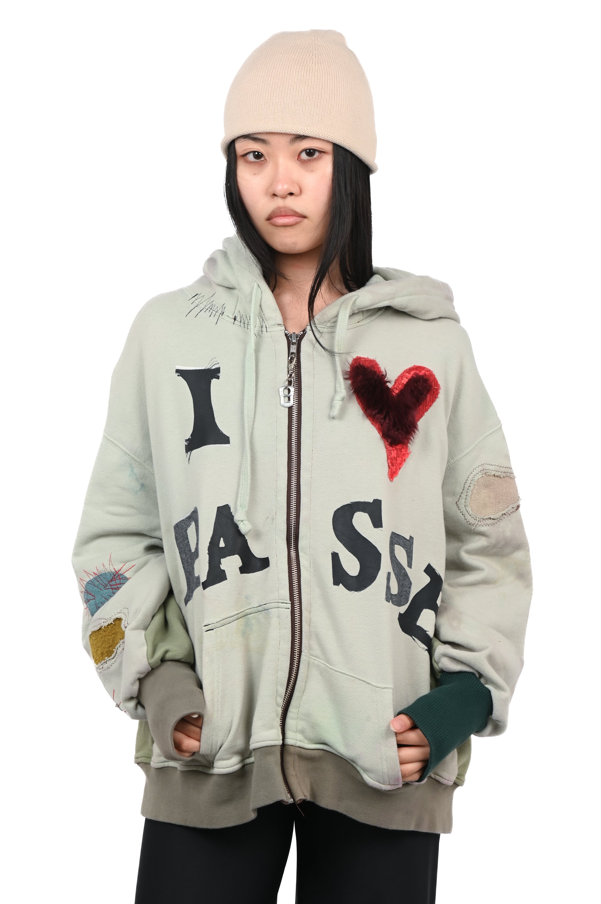 Pocket Money - I <3 Passé Hoodie - Light Dusty Green