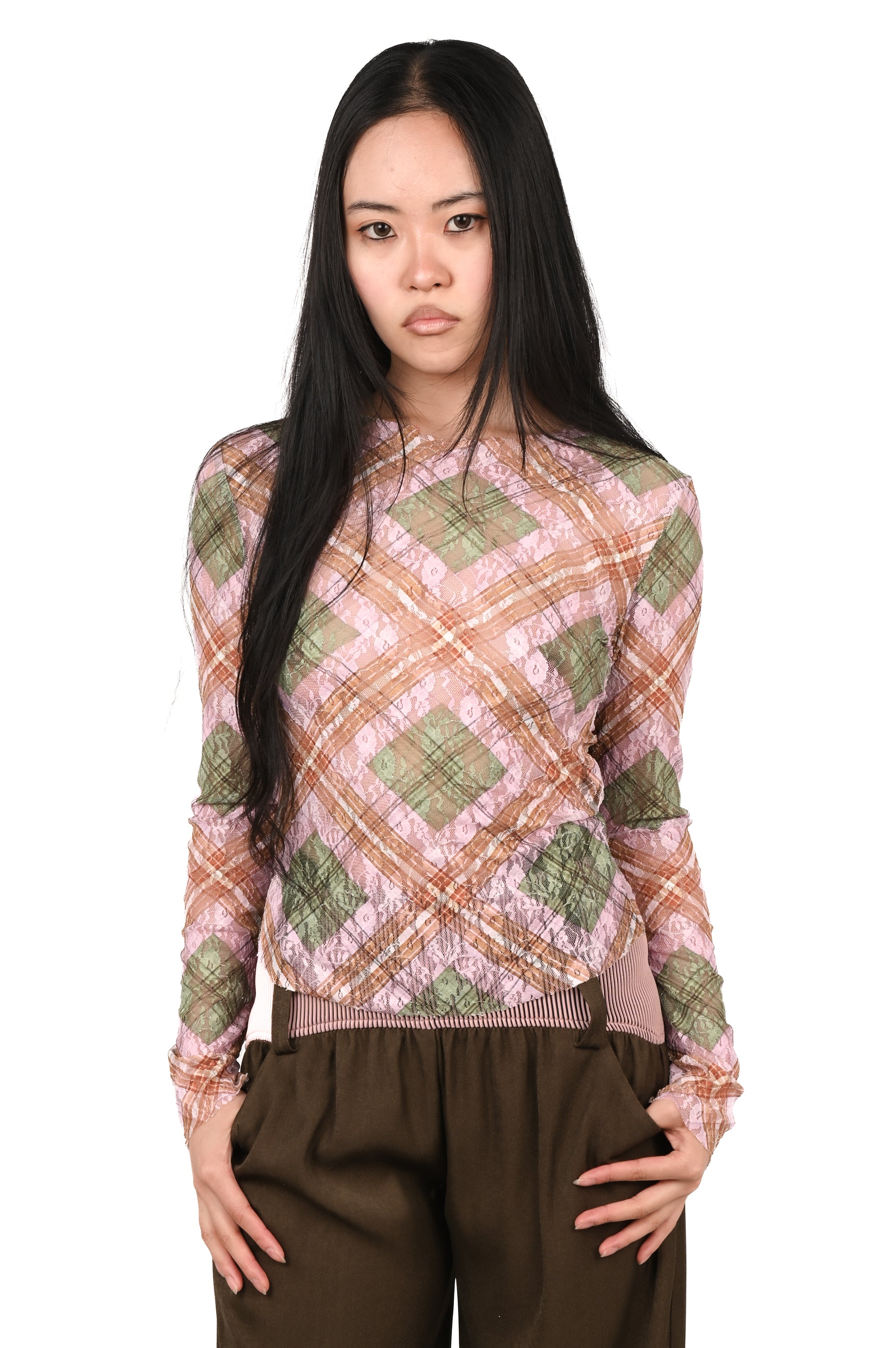 Taottao - Lace Long Sleeve - Hakuto Tartan
