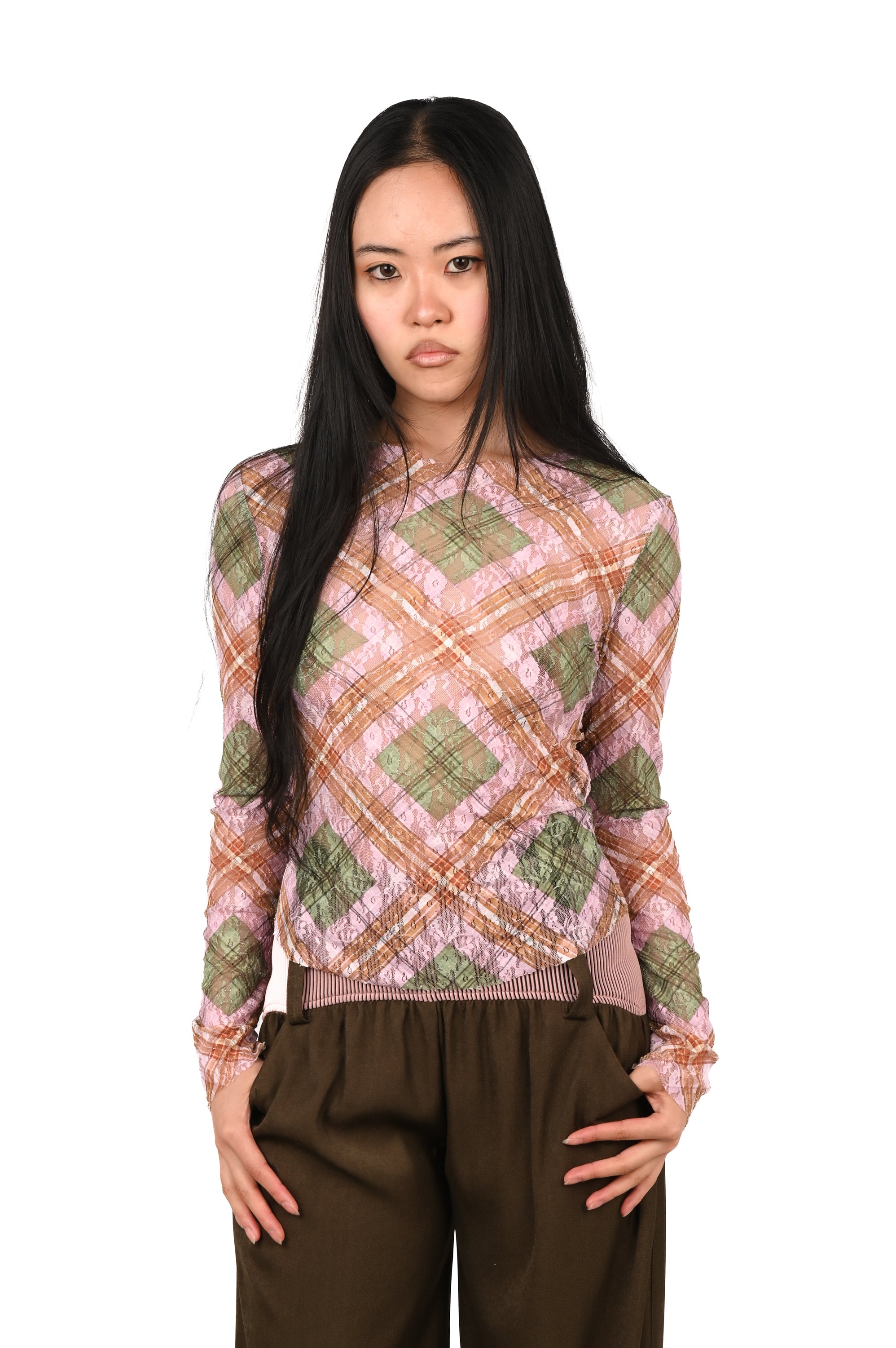Taottao - Lace Long Sleeve - Hakuto Tartan