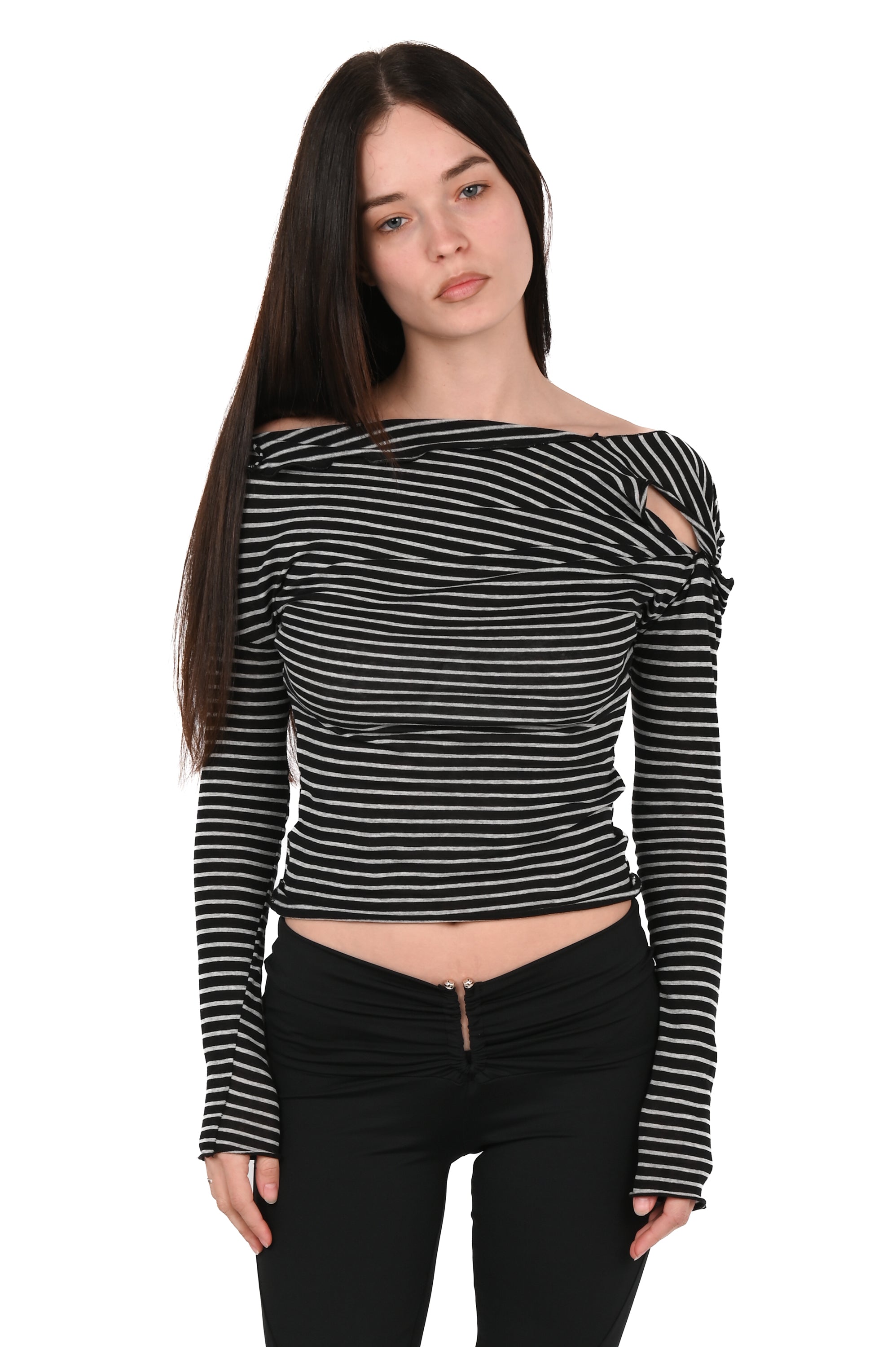 Hydra Opia - Twisted Long Sleeve - B&W Stripe