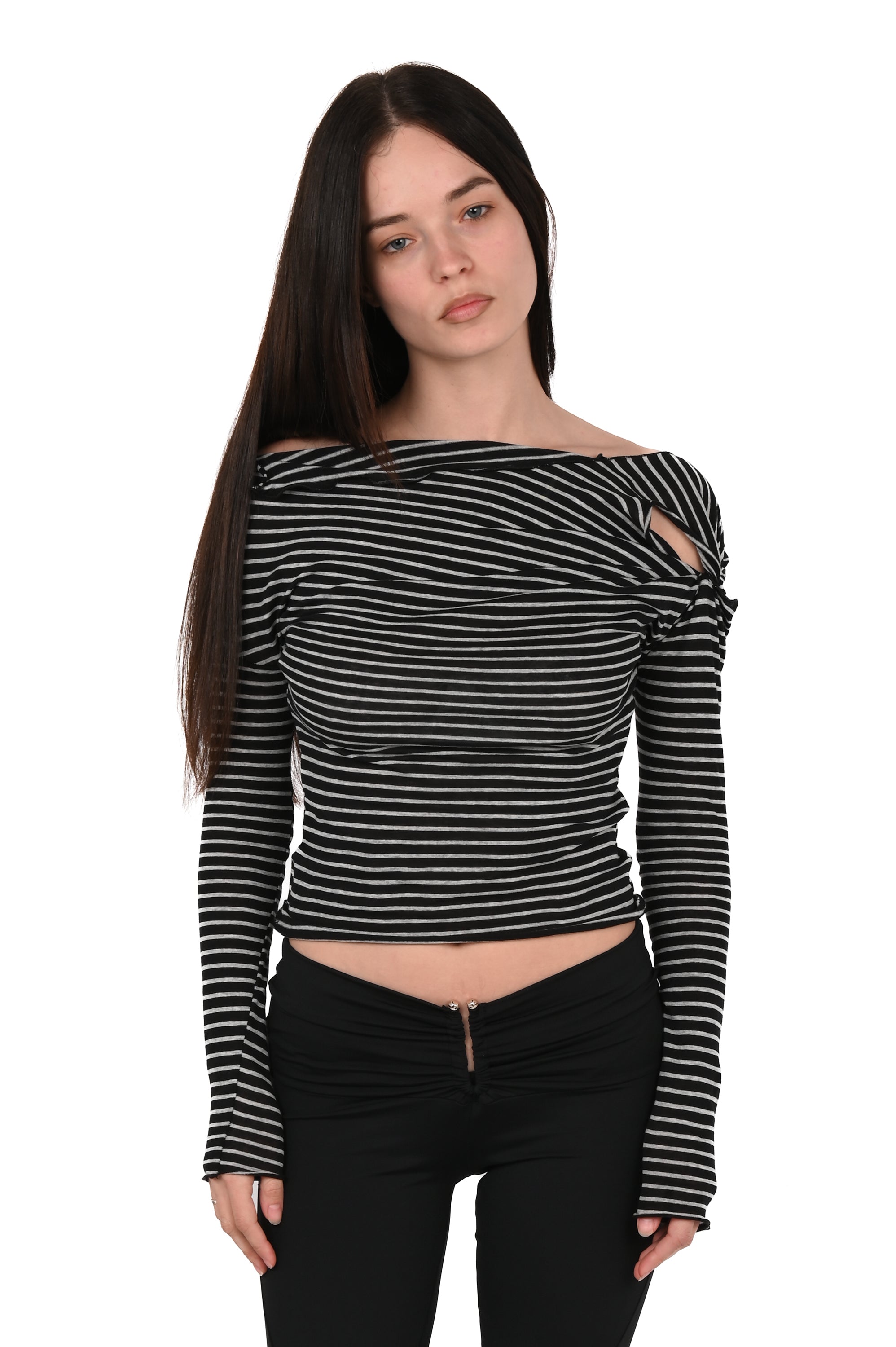 Hydra Opia - Twisted Long Sleeve - B&W Stripe
