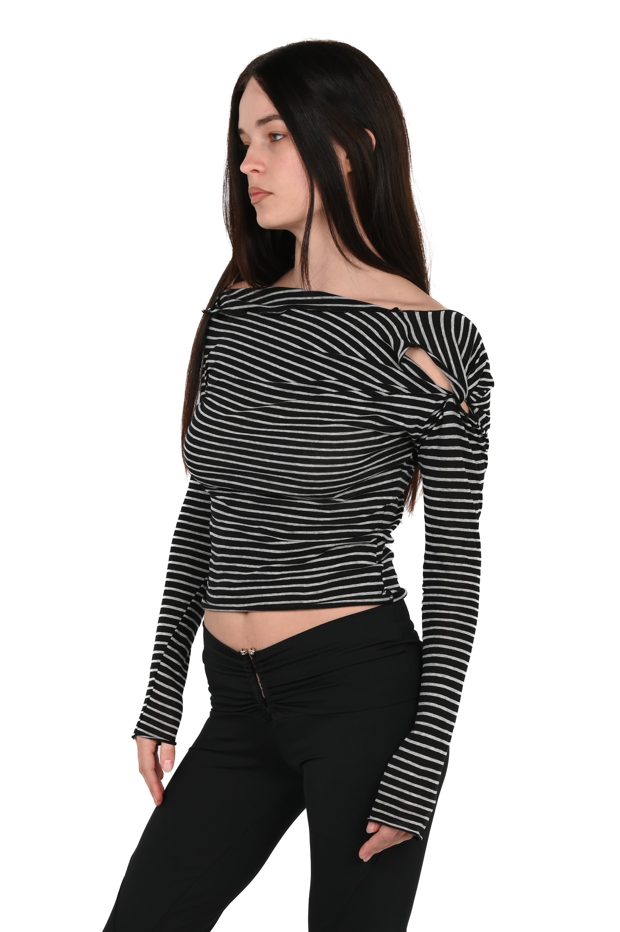 Hydra Opia - Twisted Long Sleeve - B&W Stripe