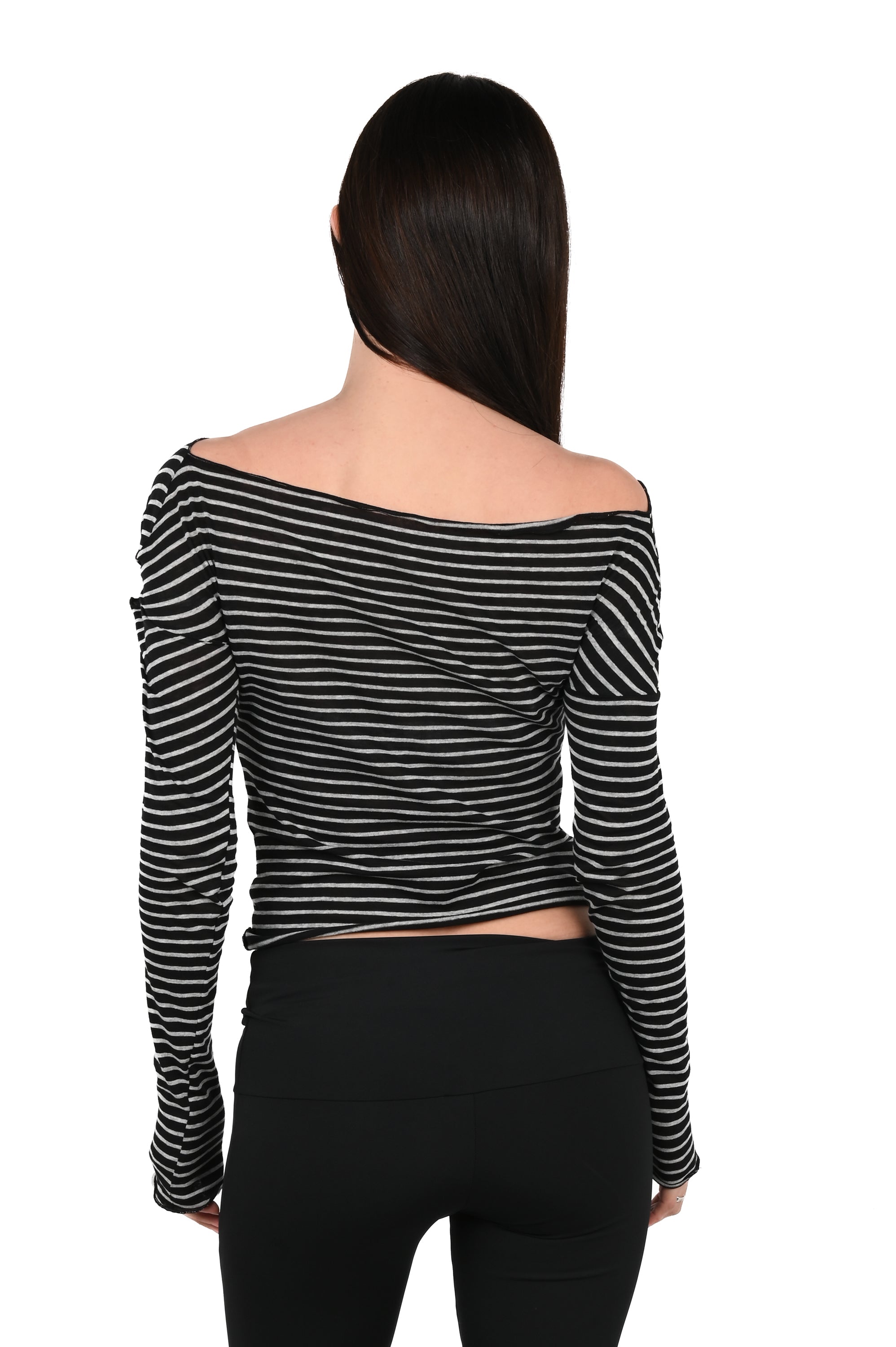 Hydra Opia - Twisted Long Sleeve - B&W Stripe