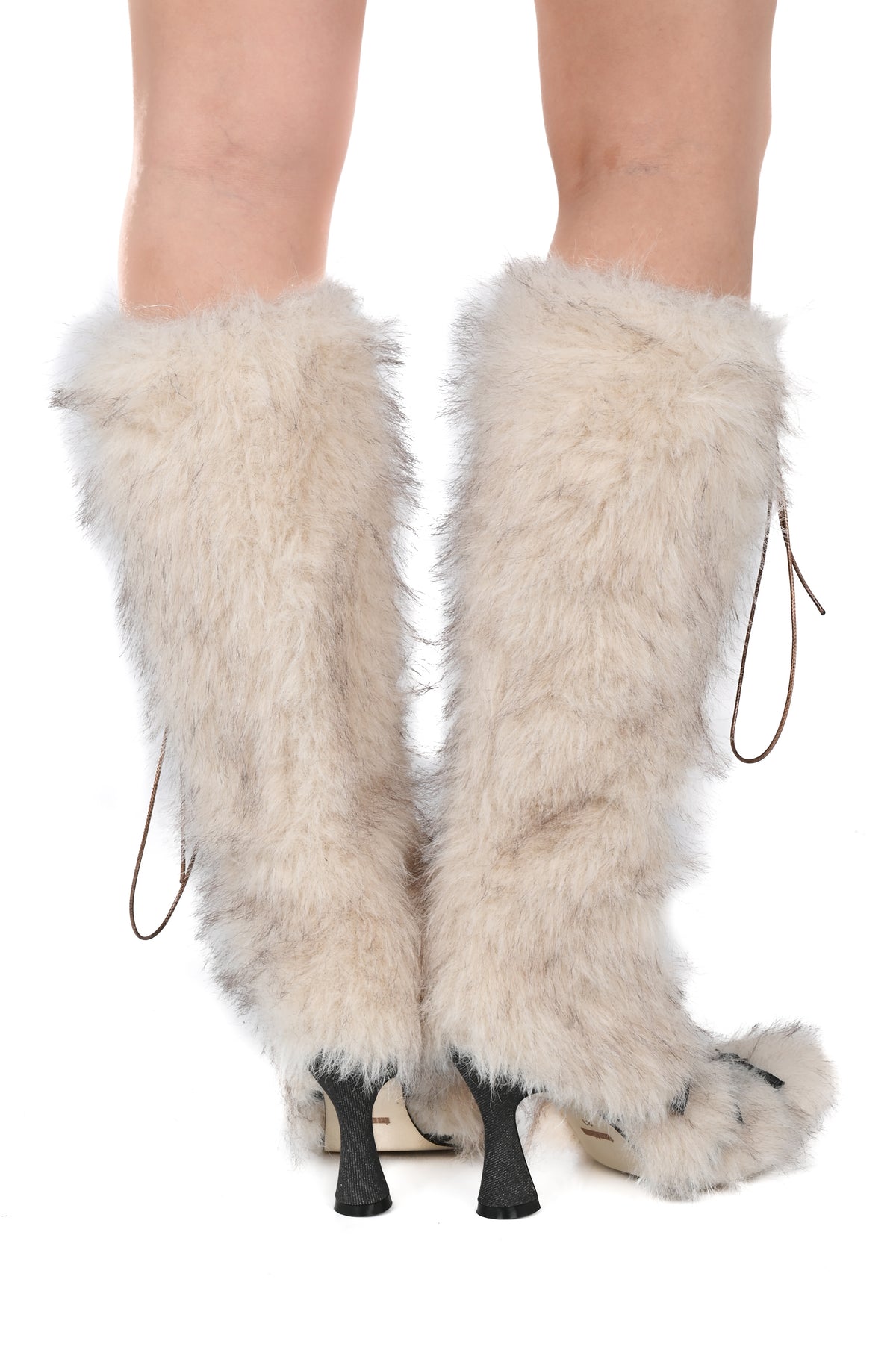 Taottao - Catepillar Faux Fur Boots - White Washout Denim