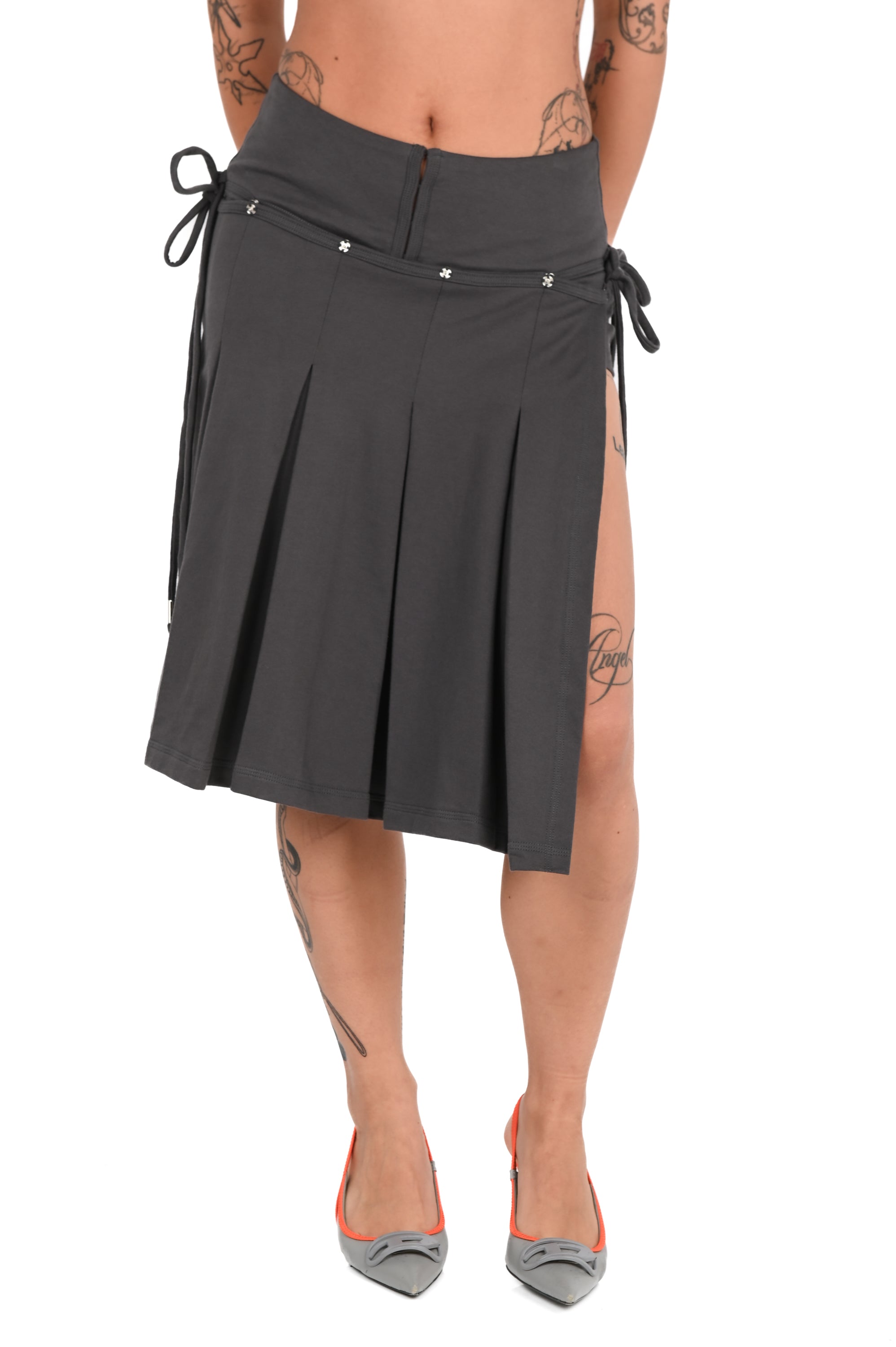 TOILÈ STUDIOS - Layer Midi Skirt + Micro Short - Charcoal