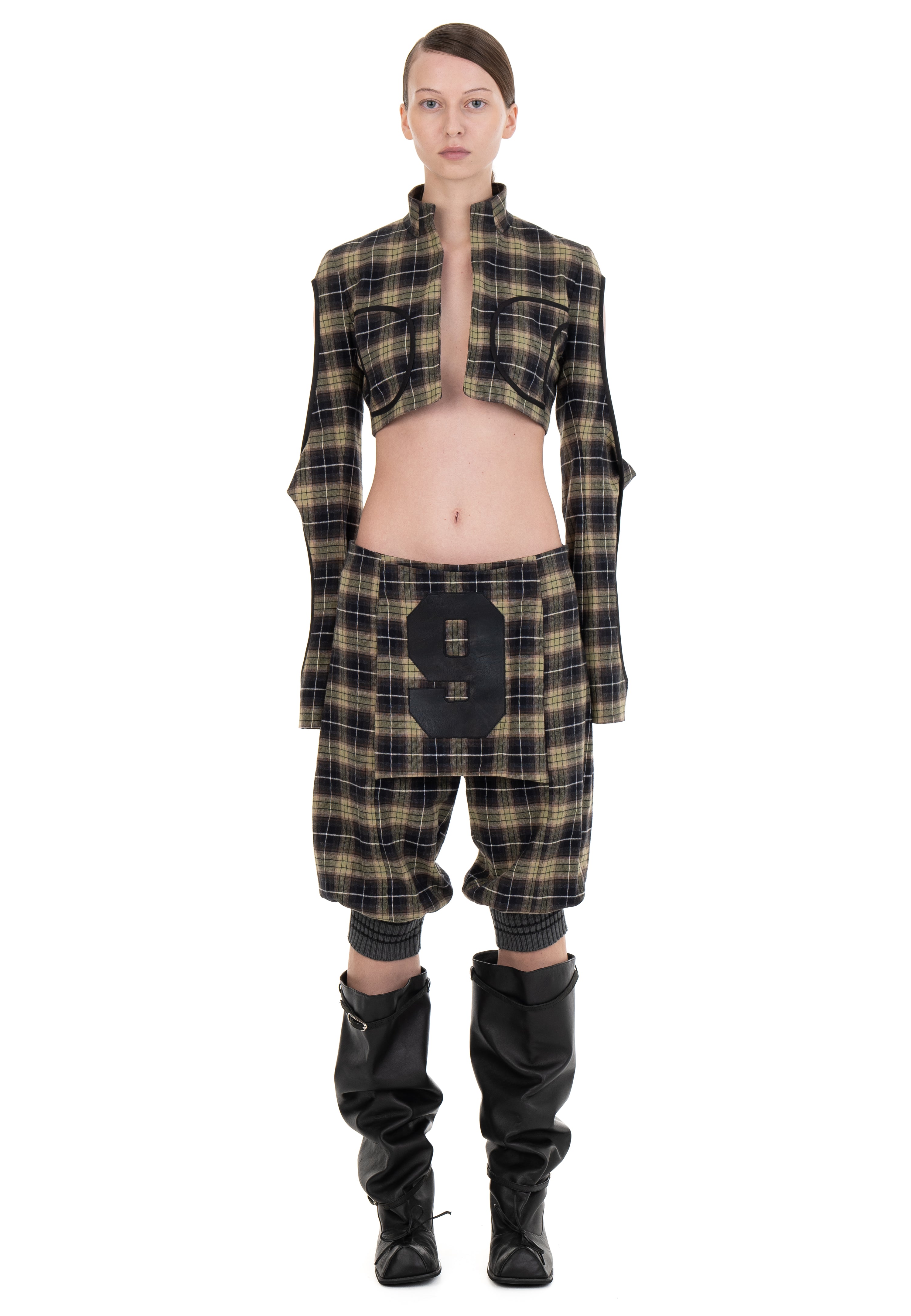 Urte Kat - Twist Sleeve Cotton Jacket - Tartan