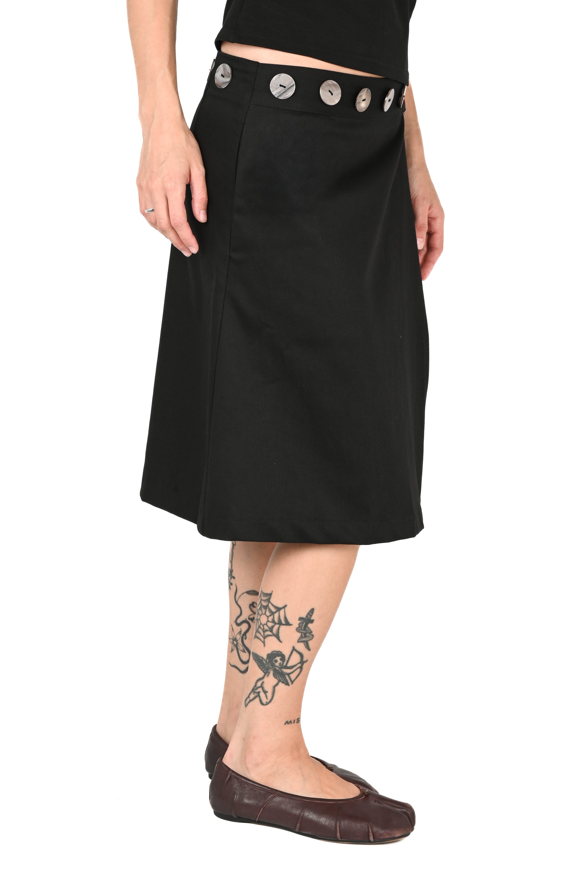 LOVETHANKS - Button Skirt - Black