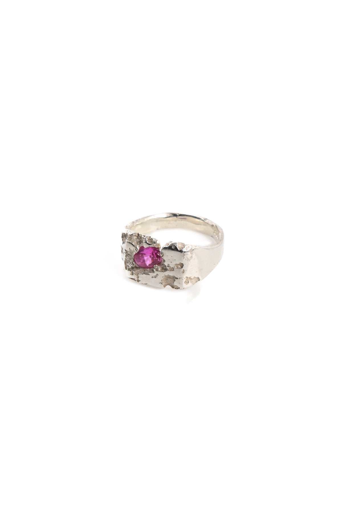 Brent Ruby - 1/1 Square Signet w/ Oval Stone - Hot Pink