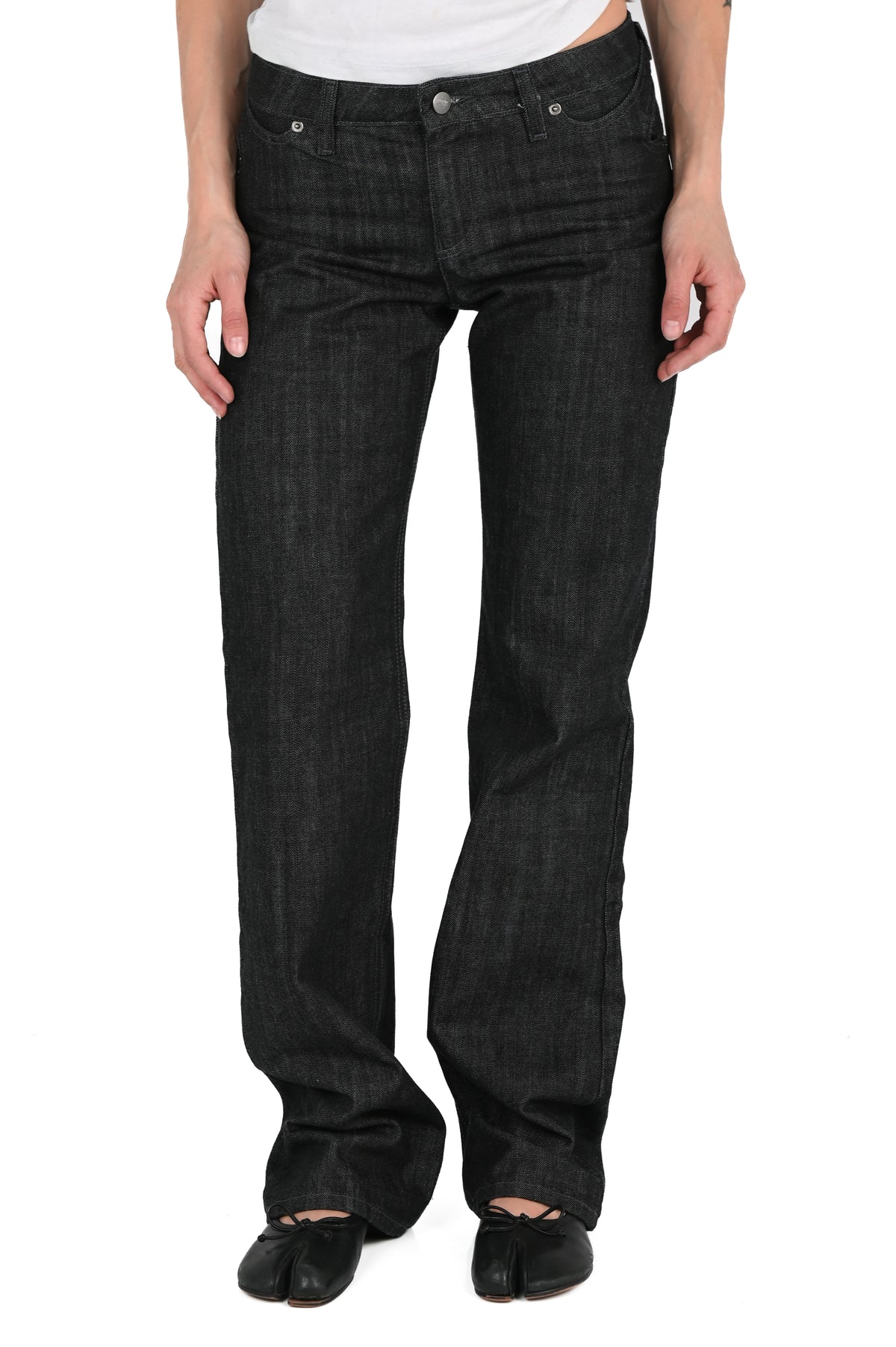 KAHE - Back Buckle Boot Cut - Black Slub