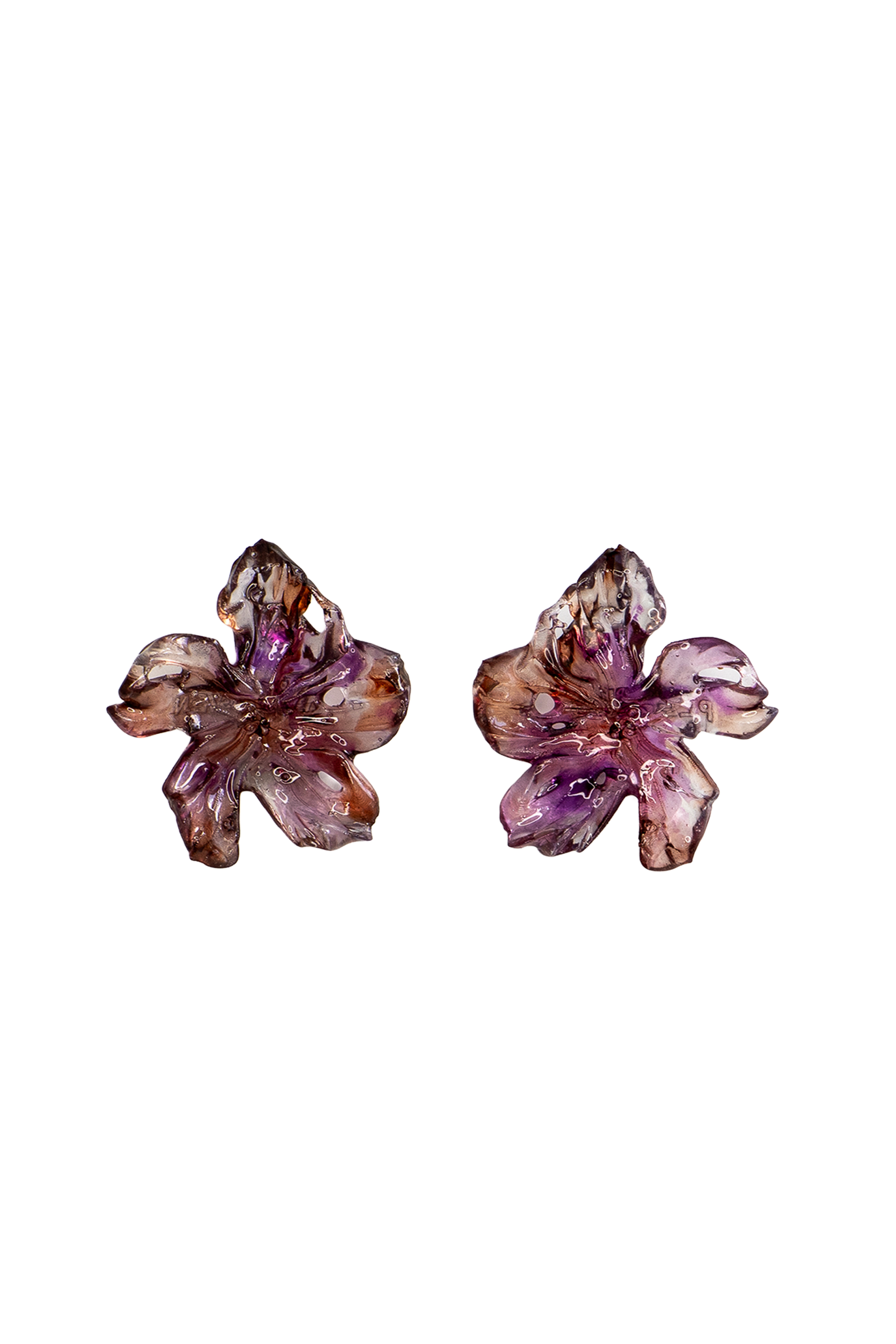 Pleiosien - Flower Earrings (Medium) - Plum Brown