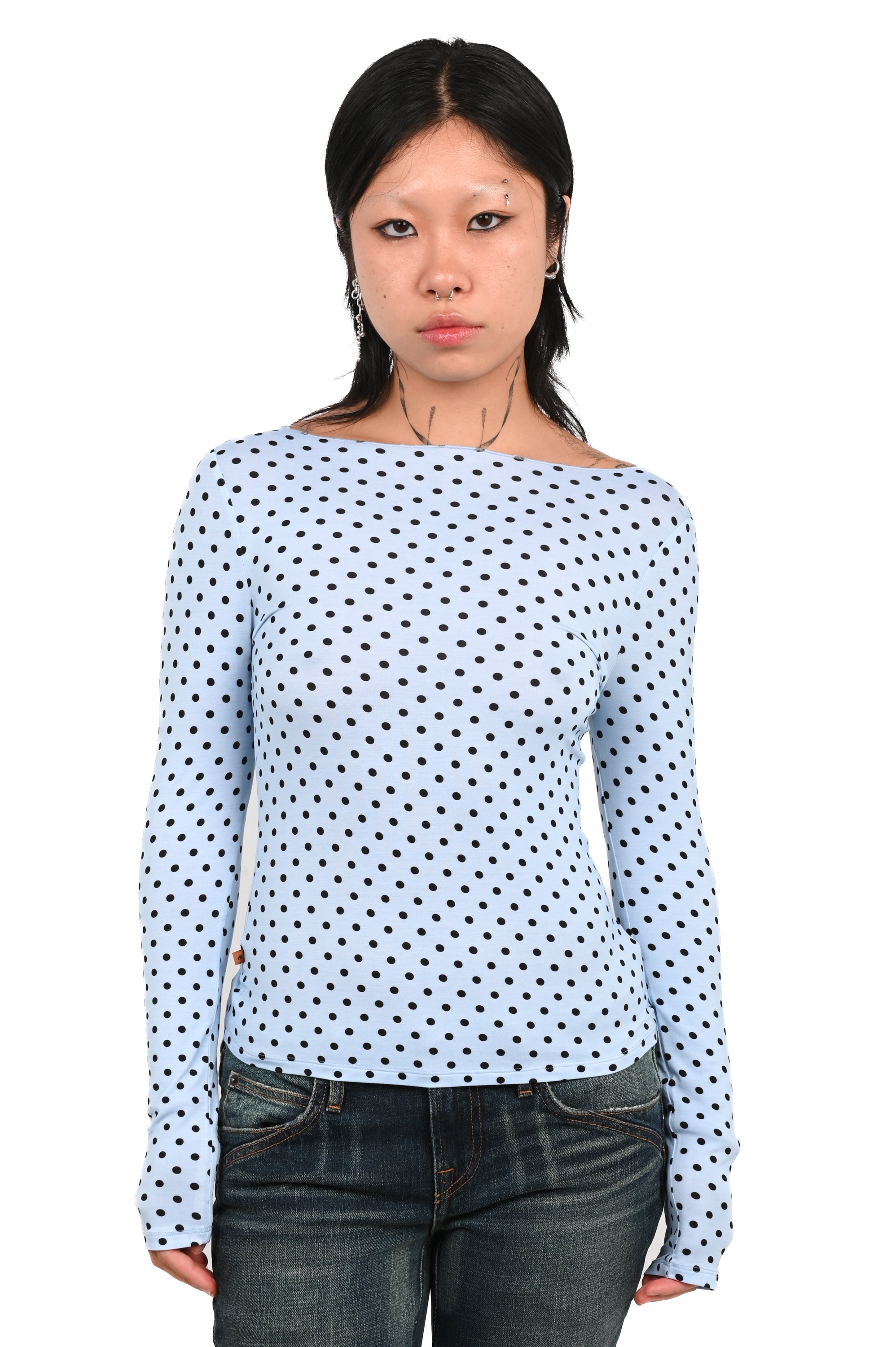 Miaou - Amelia Top - Blue Small Dot