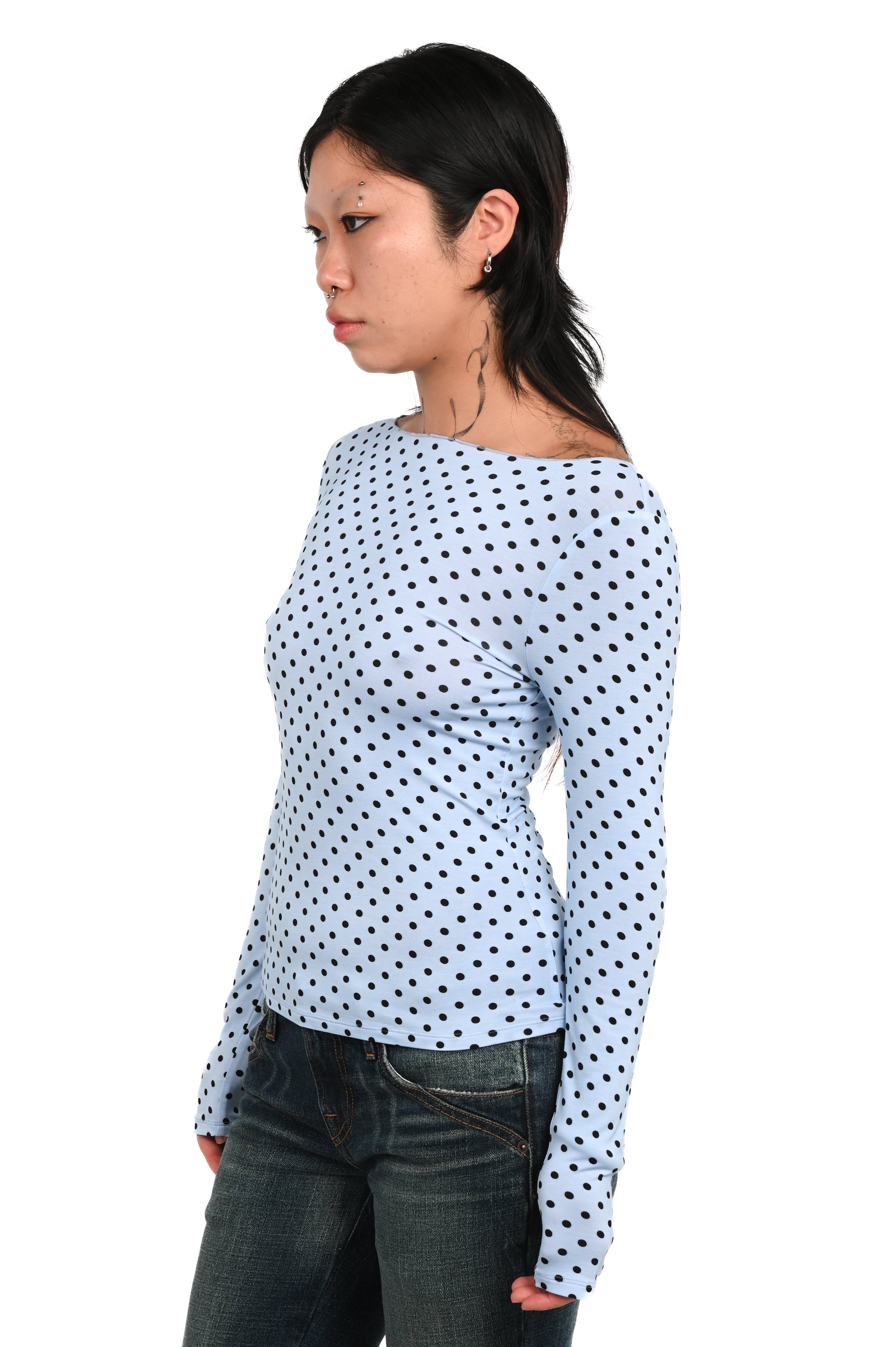 Miaou - Amelia Top - Blue Small Dot